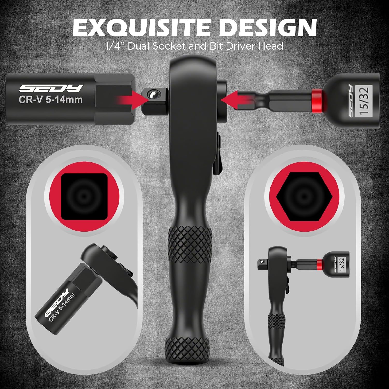 Detalle de SEDY 85025 41-Piece 1/4-Inch Metric and SAE Magnetic Nut Driver Set