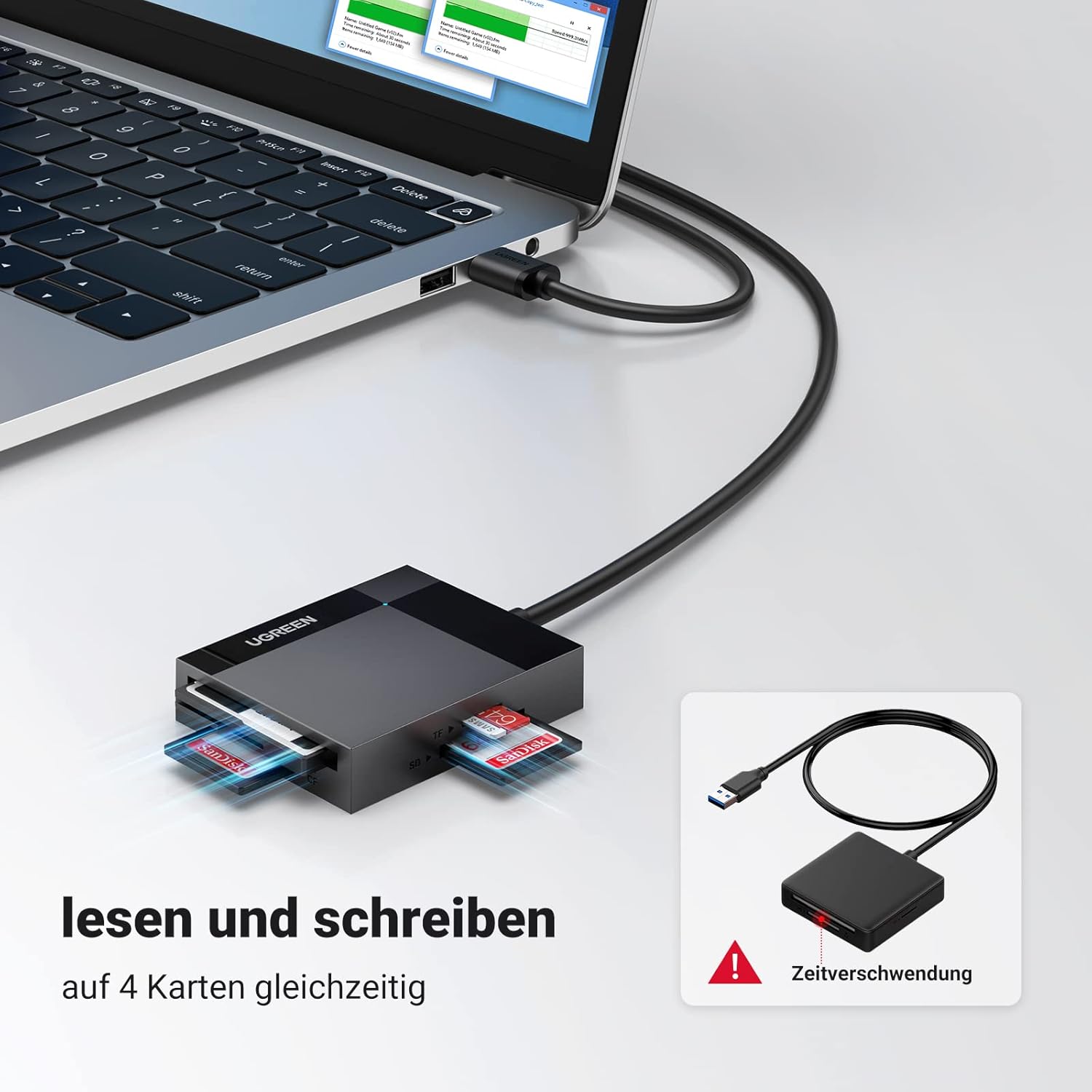 Detalle 2 de UGREEN USB 3.0 Kartenleser 4‑in‑1 5Gbps