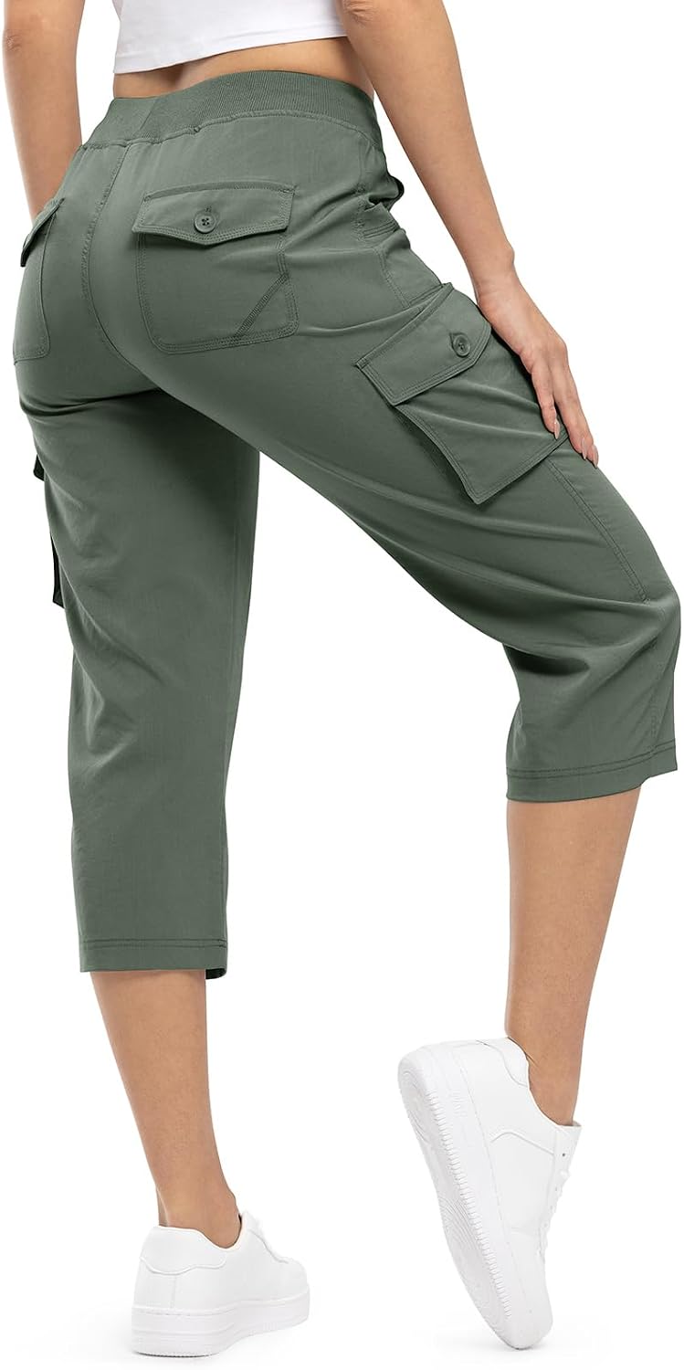 Detalle de TBMPOY Women's Cargo Capris: Lightweight Hiking Pants with 6 Pockets