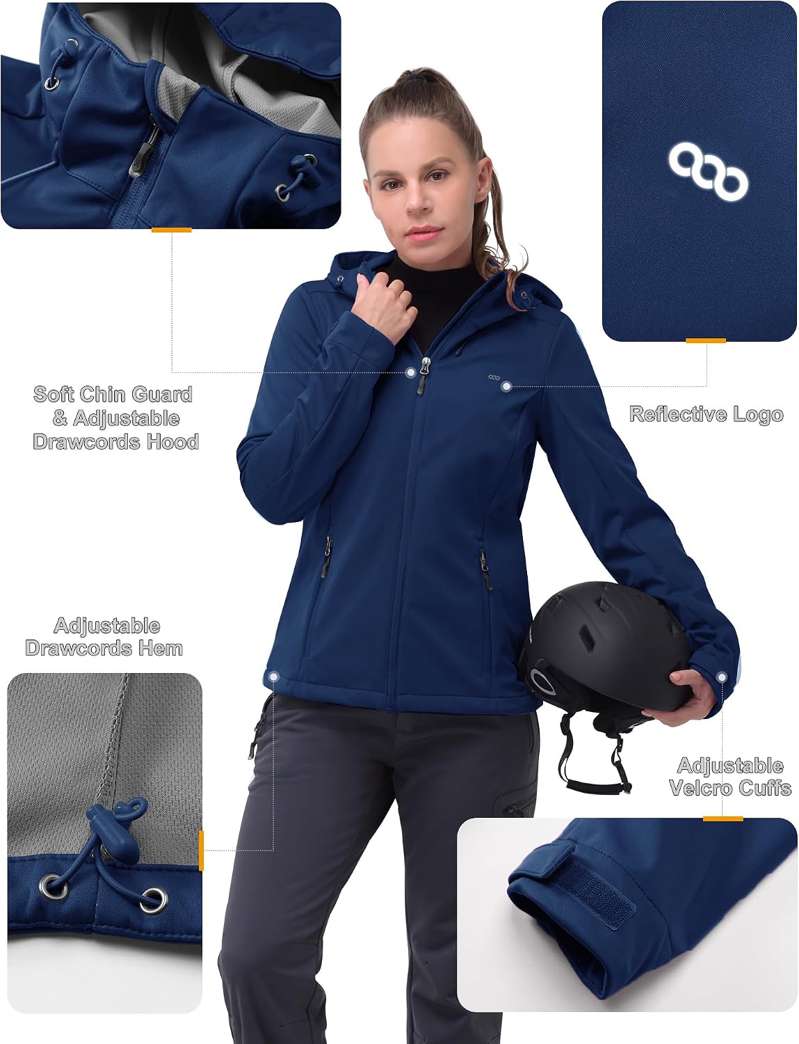 Detalle de 33,000ft Damen Softshelljacke – Wasserdicht, winddicht und atmungsaktiv für Outdoor-Aktivitäten