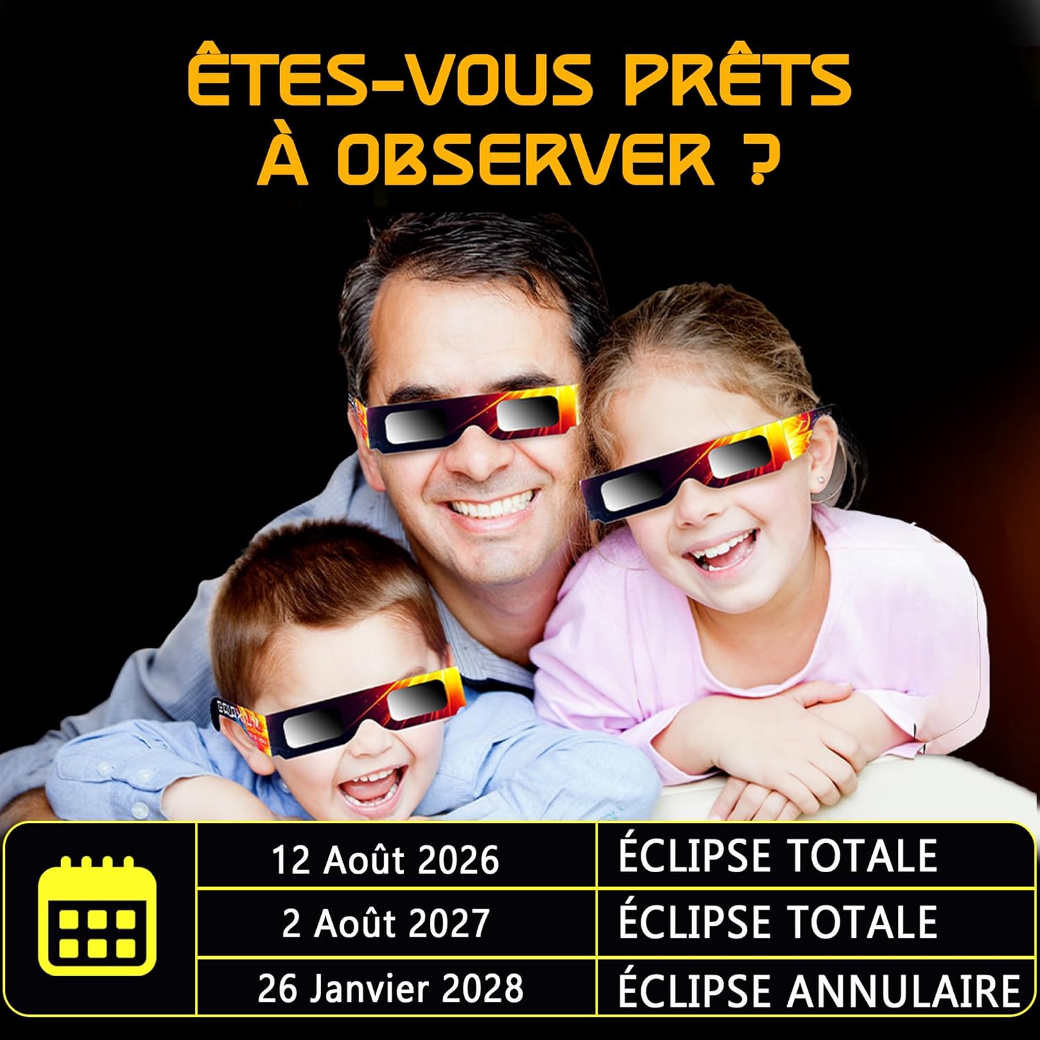 Thumbnail 6 de Lunettes d’éclipse solaire Galaxium (lot de 25) homologuées AAS 2026, certifiées ISO 12312-2 et CE