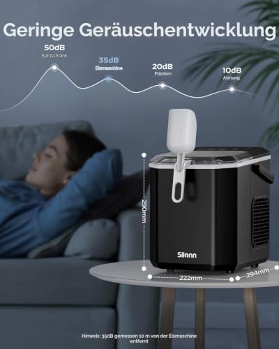 Detalle de Silonn Eiswürfelmaschine mit Griff – tragbar, selbstreinigend und kompakt