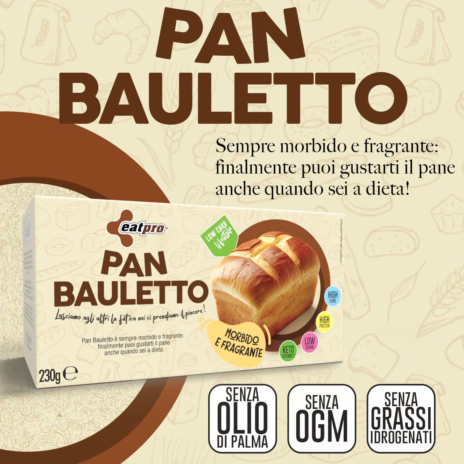 Detalle 1 de EatPro Pane Proteico Dolce 230g, 15% proteine 🍞