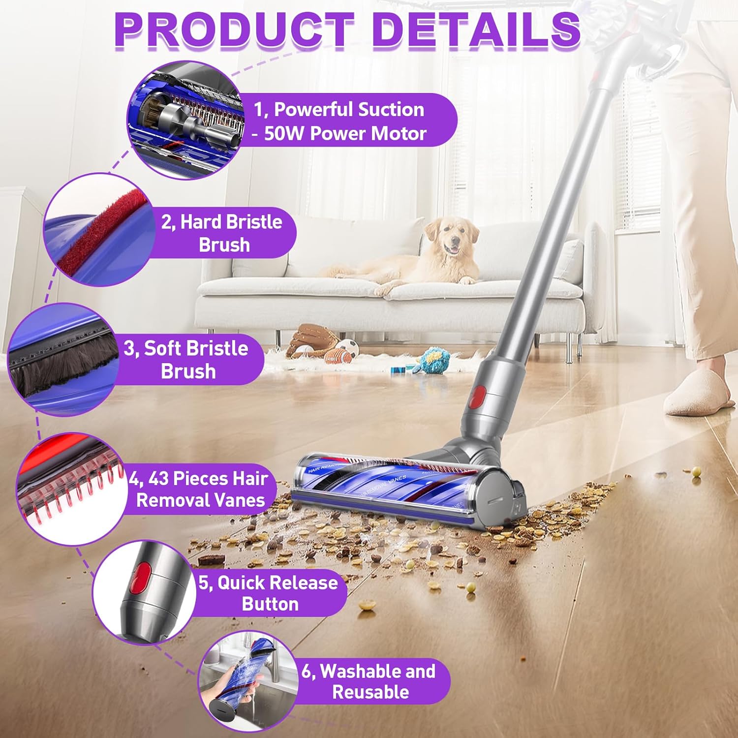 Thumbnail 3 de Lemige V8 V11 Vacuum Brush Roller for Dyson V8 V11 V10 V15