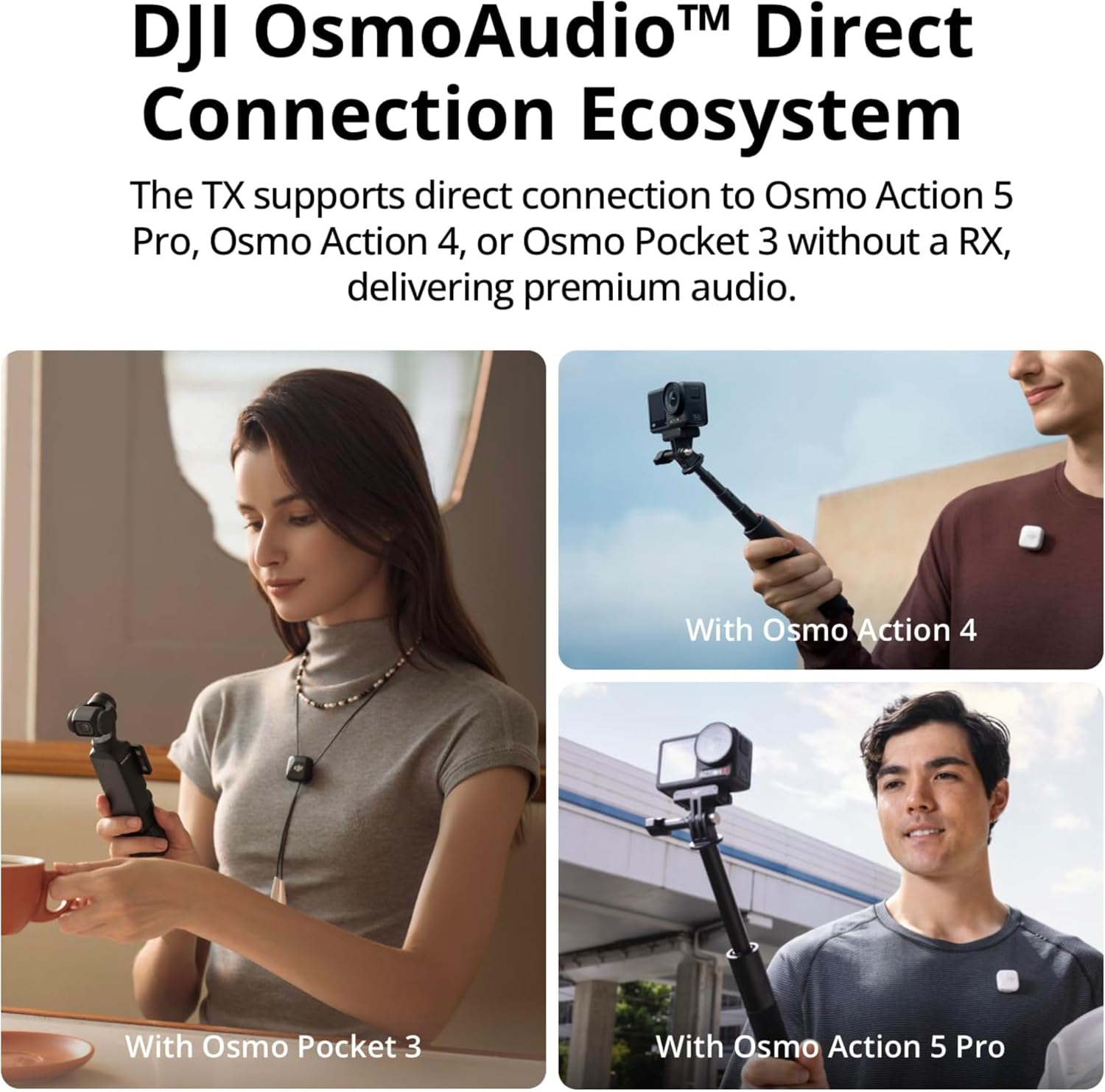 Detalle de DJI Mic Mini (1 TX + 1 RX) Wireless Microphone with Noise Cancelling
