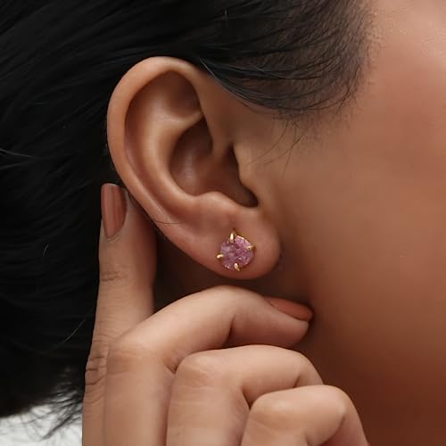 Detalle de GEMPIRES NATURE’S TREASURE Natural Raw Amethyst Stud Earrings for Women