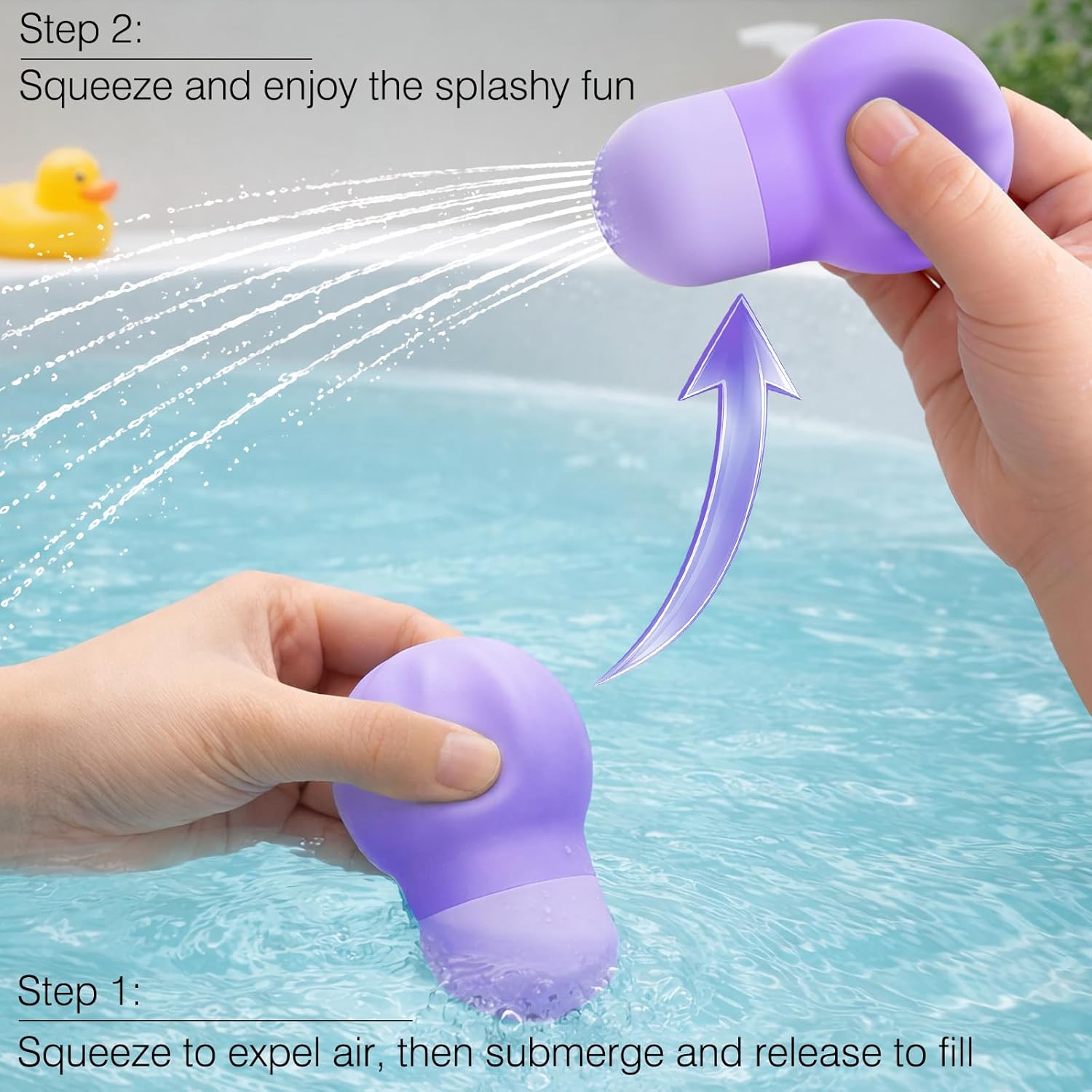 Thumbnail 5 de Sensory Squeezing Water Bath Toys for Toddlers – 3-Piece Silicone Bath Toys with Water Jet Action