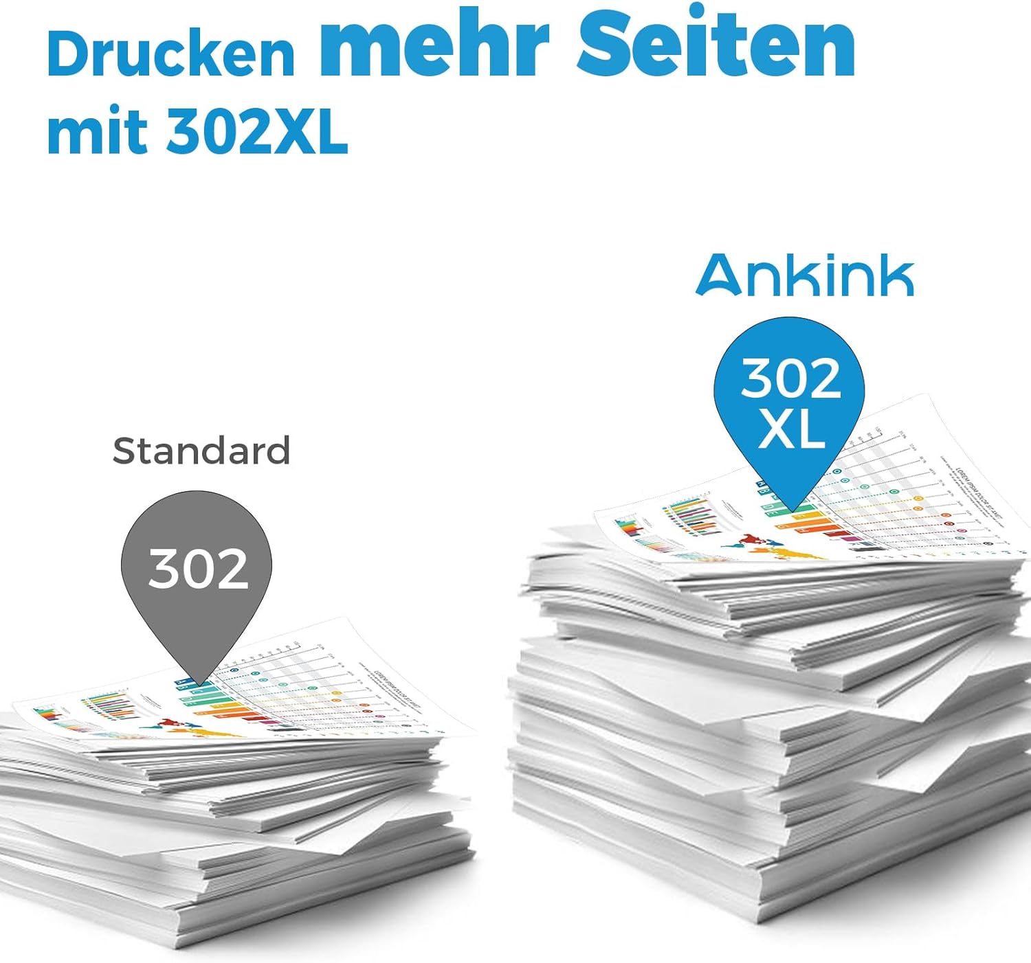 Thumbnail 3 de ANKINK 302XL Druckerpatronen (HP 302 XL) – Schwarz & Tricolor 2er-Set kompatibel für mehrere HP Office-Drucker