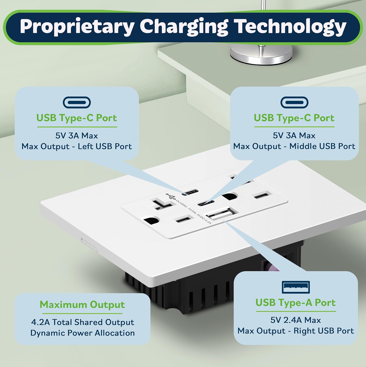 Thumbnail 4 de TOPGREENER TU22042AC2 21W USB Outlet