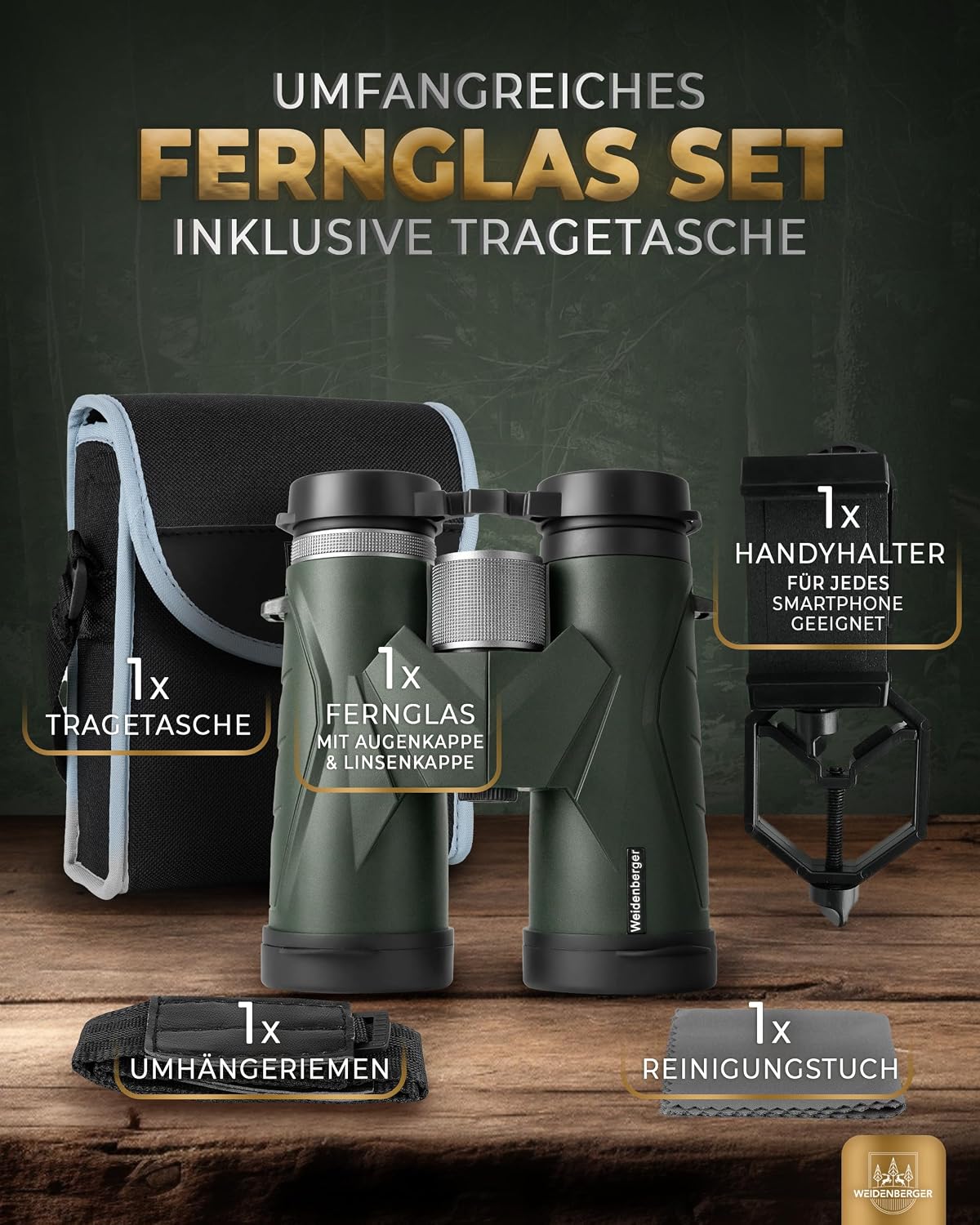 Detalle 2 de Weidenberger 12x42 Fernglas BAK4 HD, wasserdicht đ