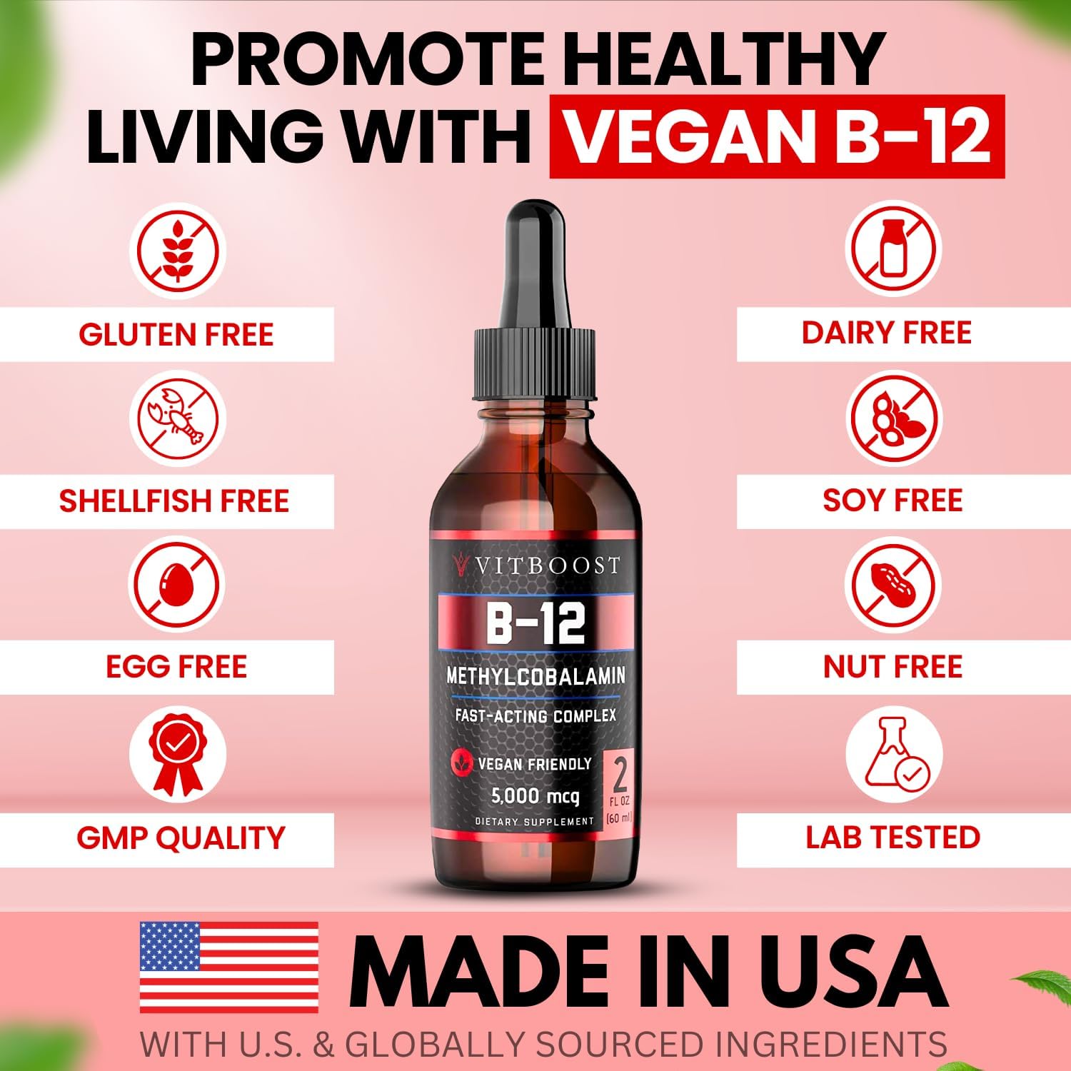 Thumbnail 2 de VITBOOST Vitamin B12 Liquid Drops, 5,000 mcg Vegan Methylcobalamin