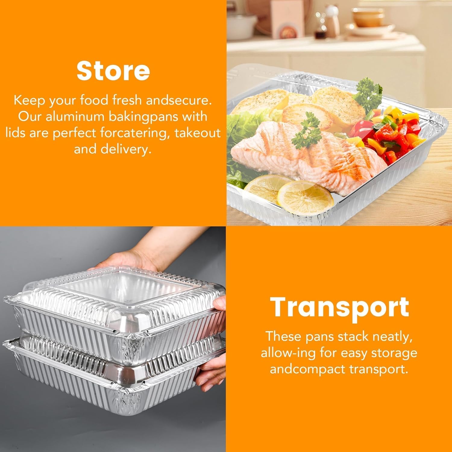 Detalle 2 de Benestanti 40 Pack 8x8 Inch Aluminum Pans with Clear Lids