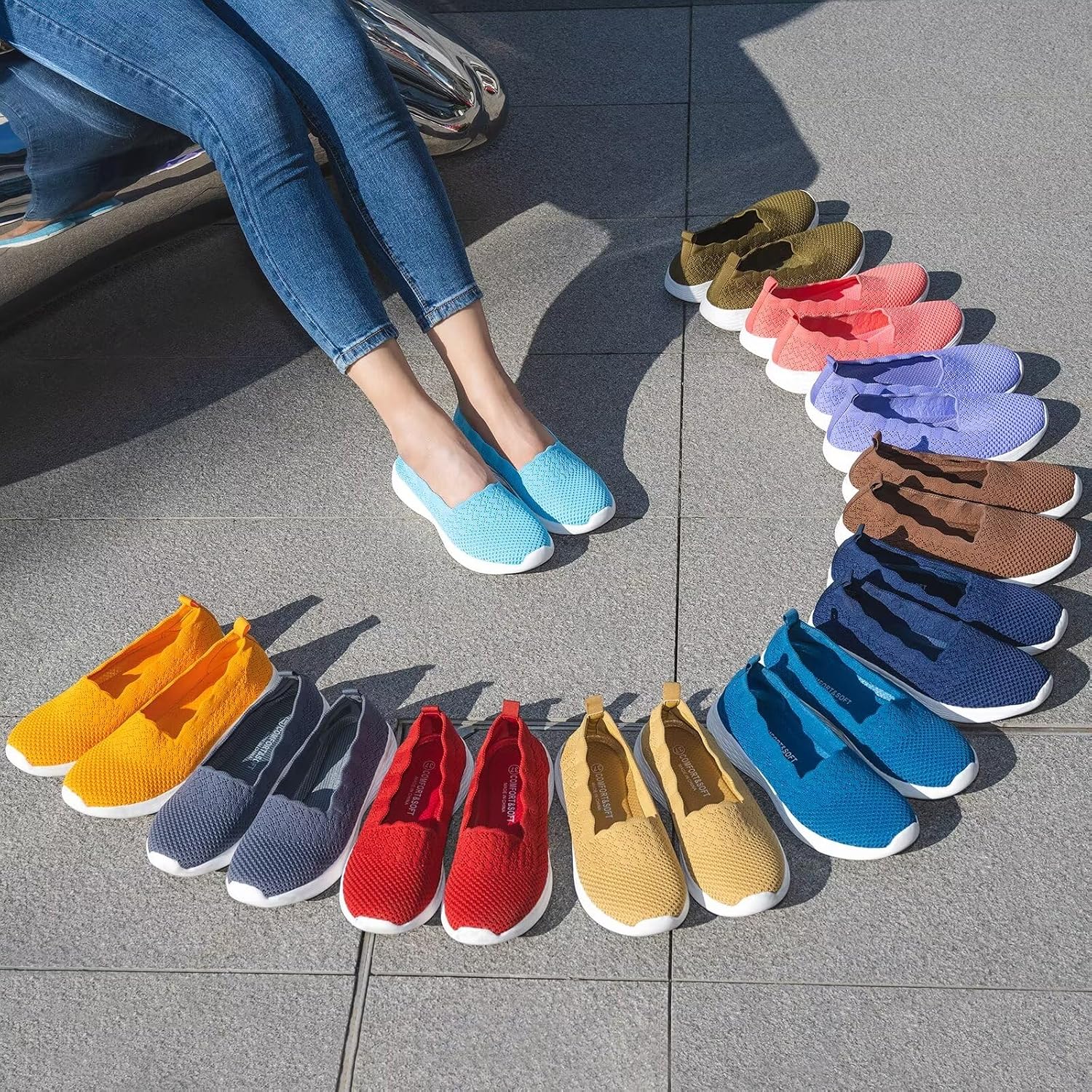 Detalle de Puxowe Damen Slip-On Sneaker: Leicht, atmungsaktiv und vielseitig