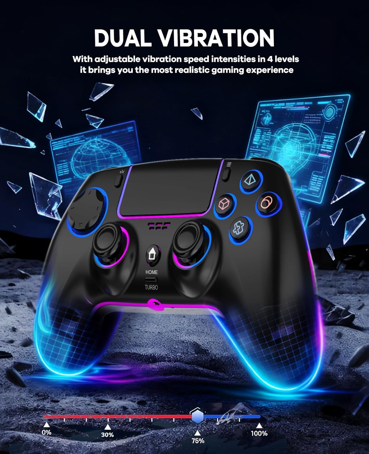 Detalle de QIVORO Wireless Controller with Hall Effect Joysticks (PS5/PC/Steam Deck/Mac/iOS/Android) and Turbo
