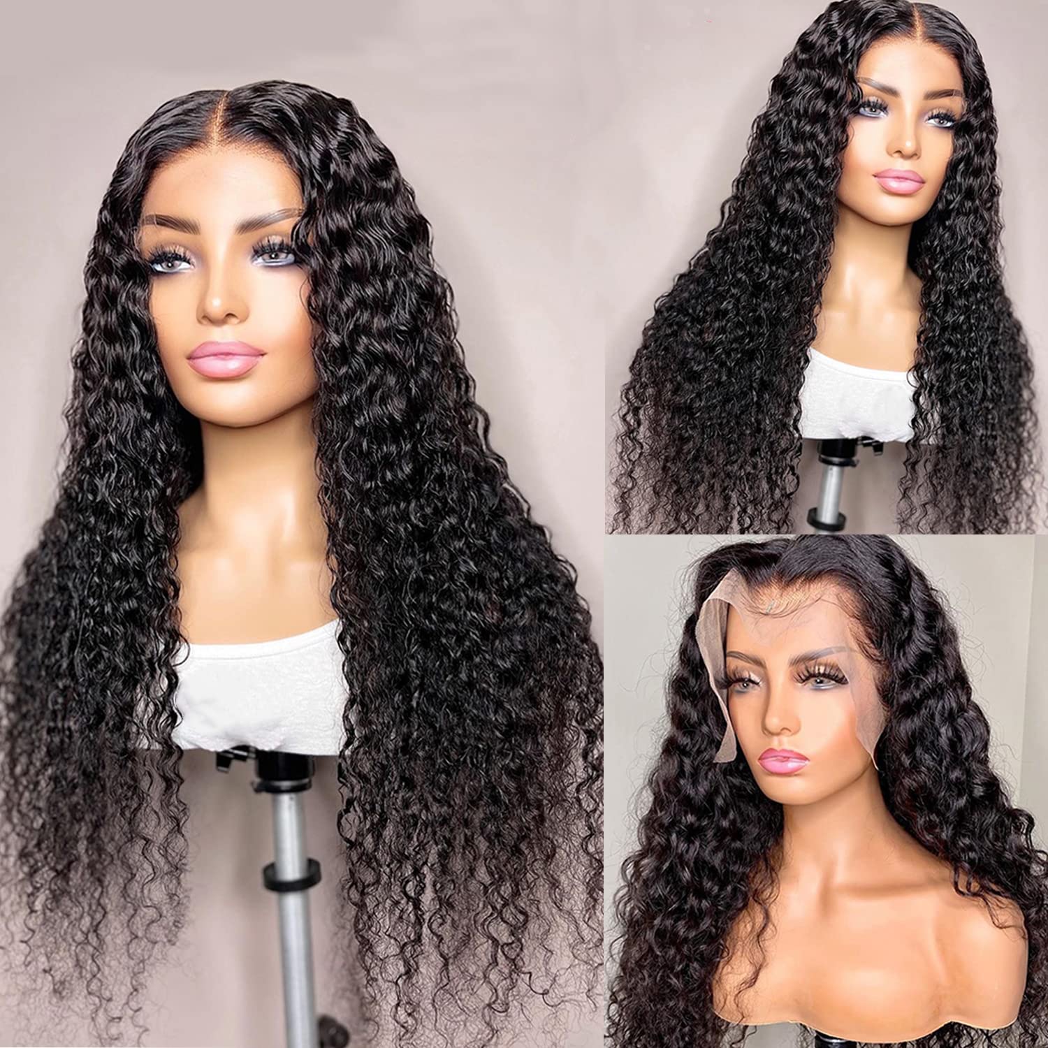 Thumbnail 4 de SNJON Water Wave 13x6 HD Transparent Lace Front Wig (Human Hair, 180% Density, 18 Inch)