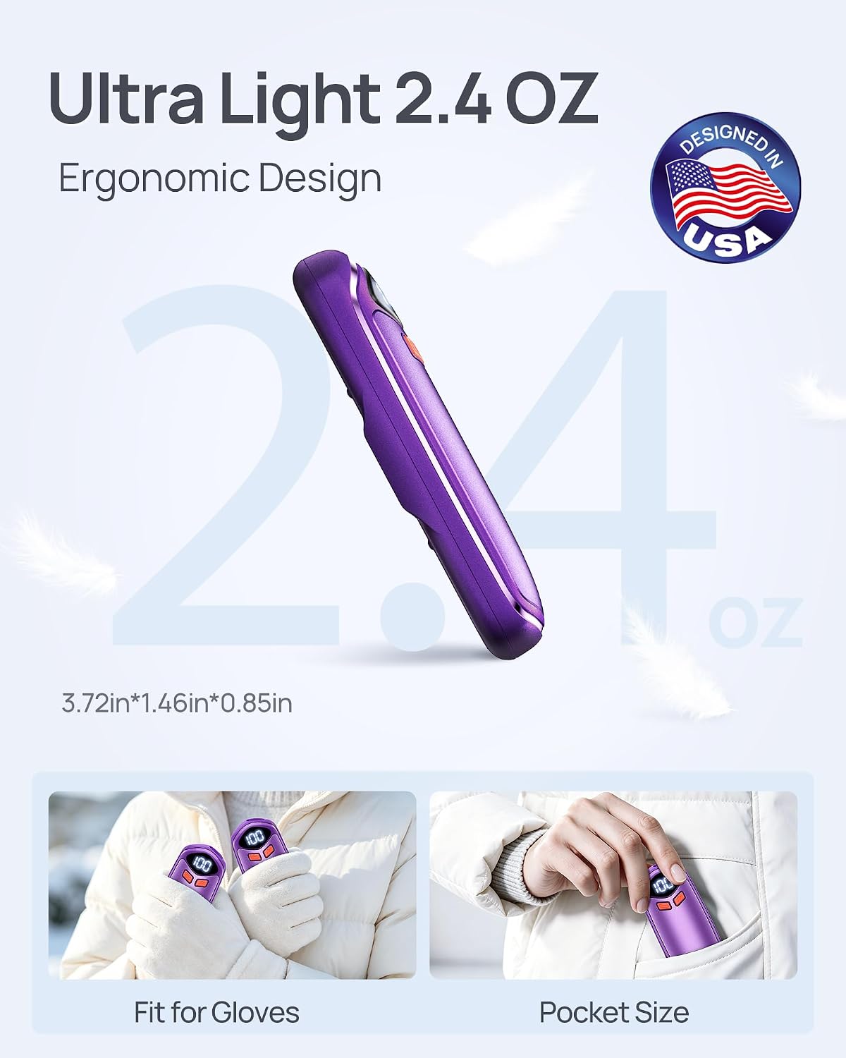 Detalle 2 de DeeKom Rechargeable Hand Warmers, 2-Pack with Adjustable Heat and Display