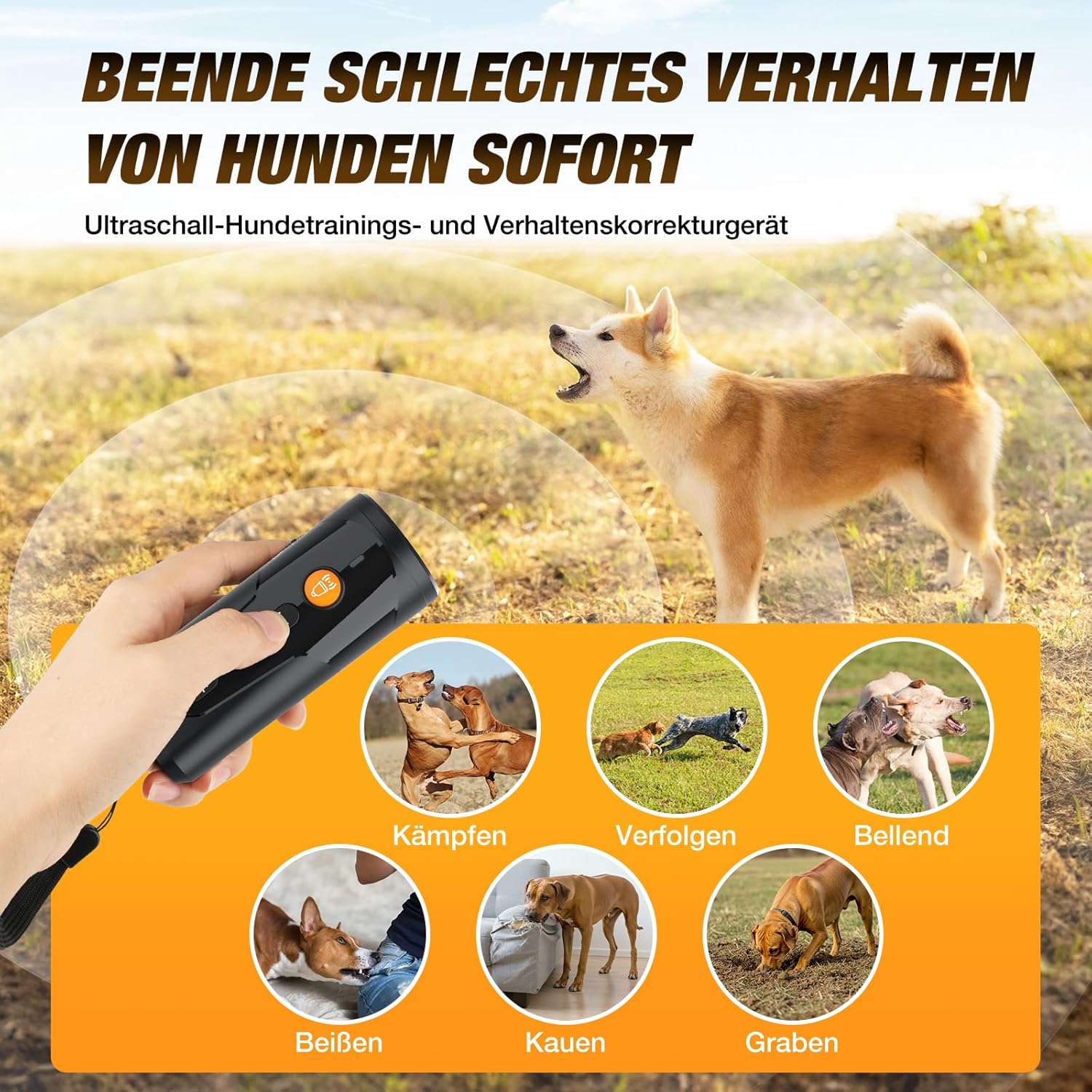 Detalle 2 de AOZOOM Ultraschall Anti-Bell-Gerät gegen Hundebellen (7 m Reichweite)
