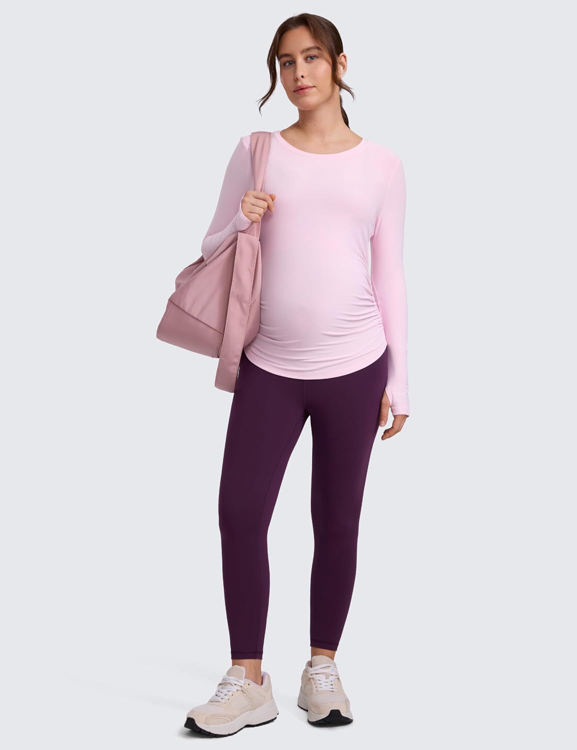 Thumbnail 2 de CRZ YOGA Womens Cloudweight Maternity Long Sleeve Tops Ruched – Lightweight, Breathable & Flexible