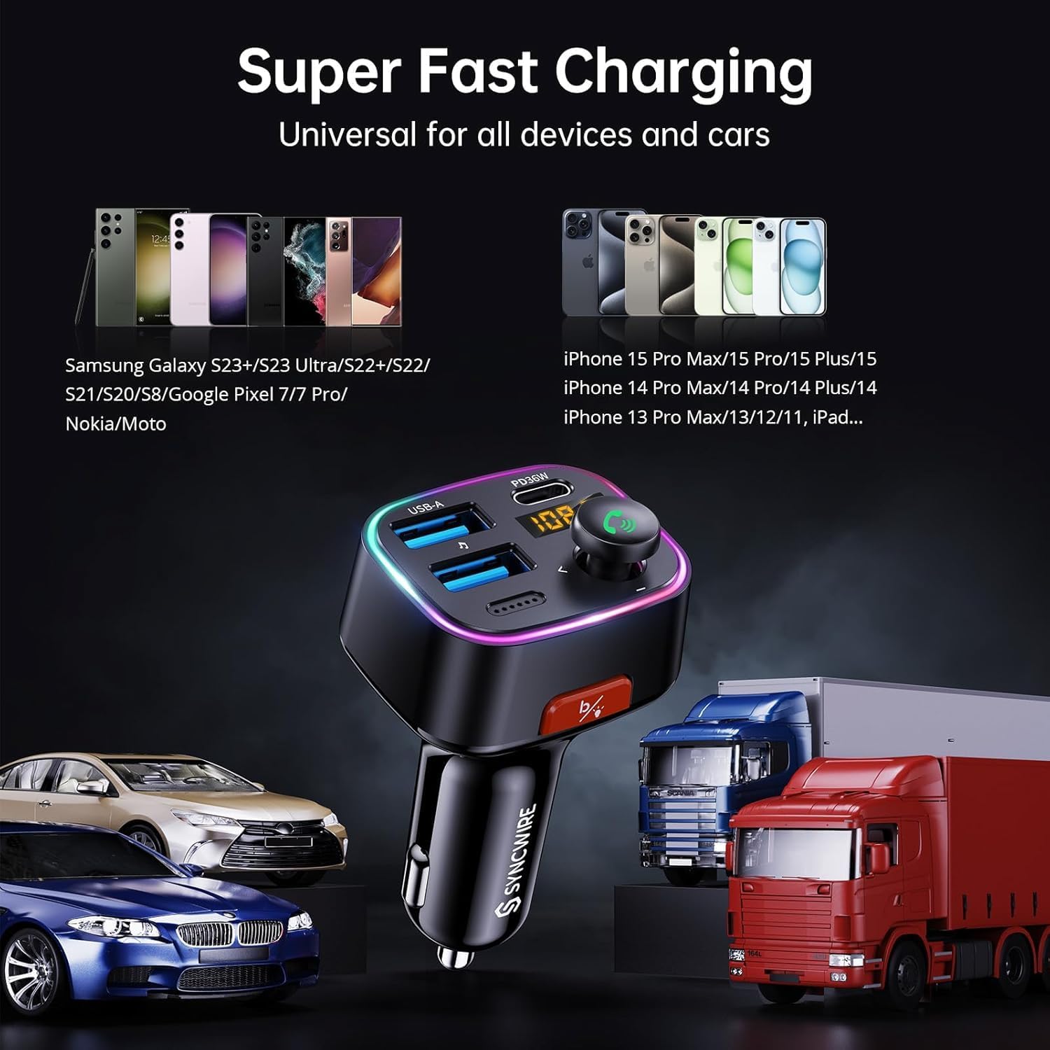 Thumbnail 6 de Syncwire Bluetooth 5.4 FM Transmitter 48W
