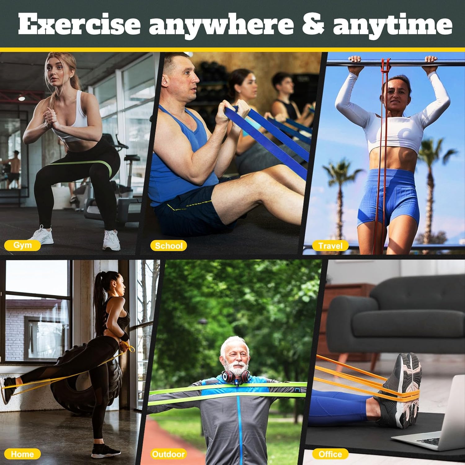 Thumbnail 5 de Exercise Bands Resistance Bands set for home workouts 🏋️♀