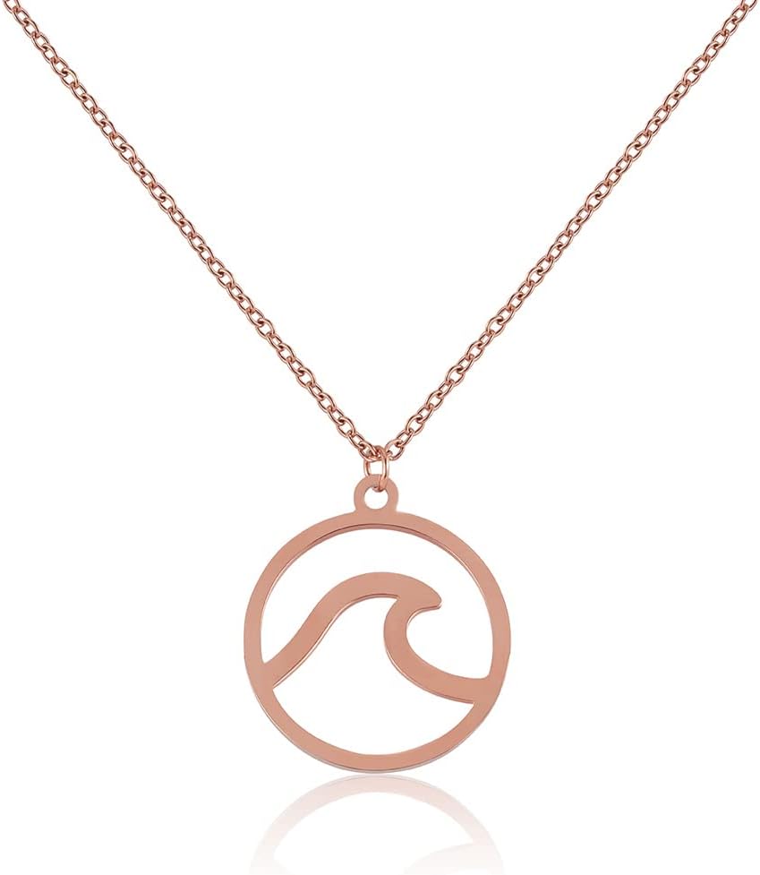 Detalle de Good.Designs Collier pour femme avec pendentif vague rond, 45 cm