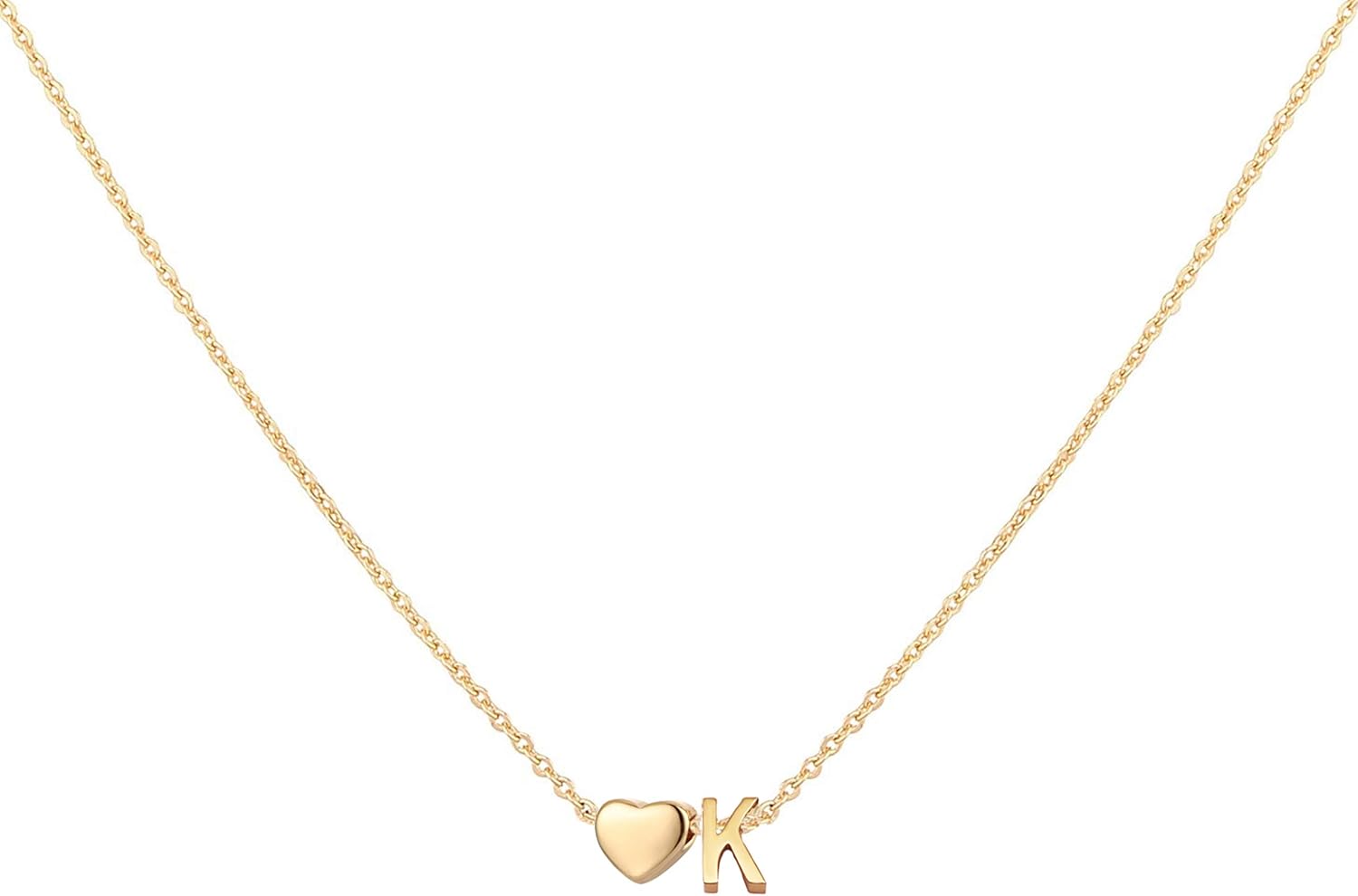 Detalle de Heart Initial Necklace, 18K Gold Plated