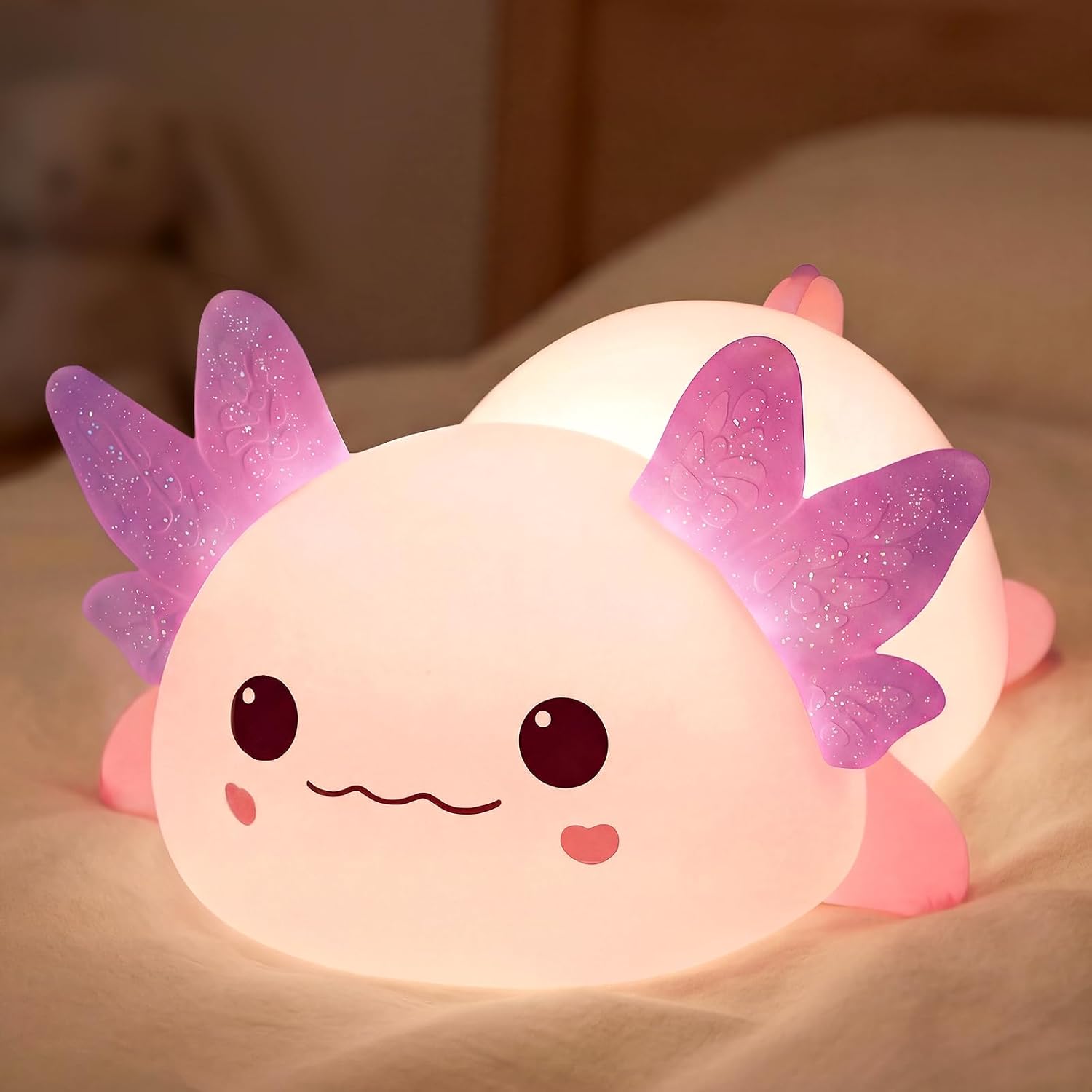 Detalle de MeWaii Axolotl Lampe Veilleuse en silicone tactile rechargeable (3 niveaux, 4 sons apaisants)