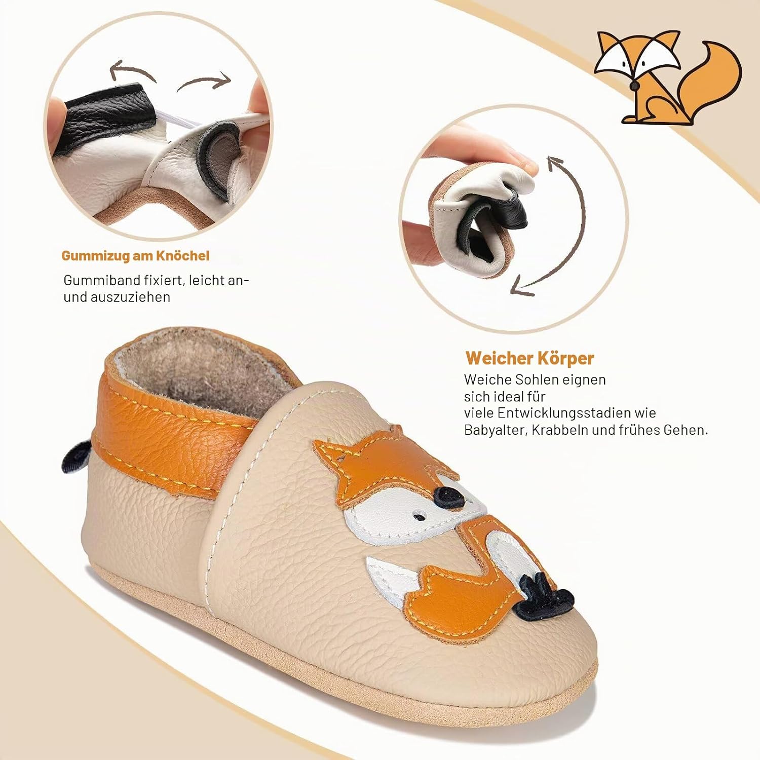 Thumbnail 2 de HMIYA Weiche Leder Krabbelschuhe