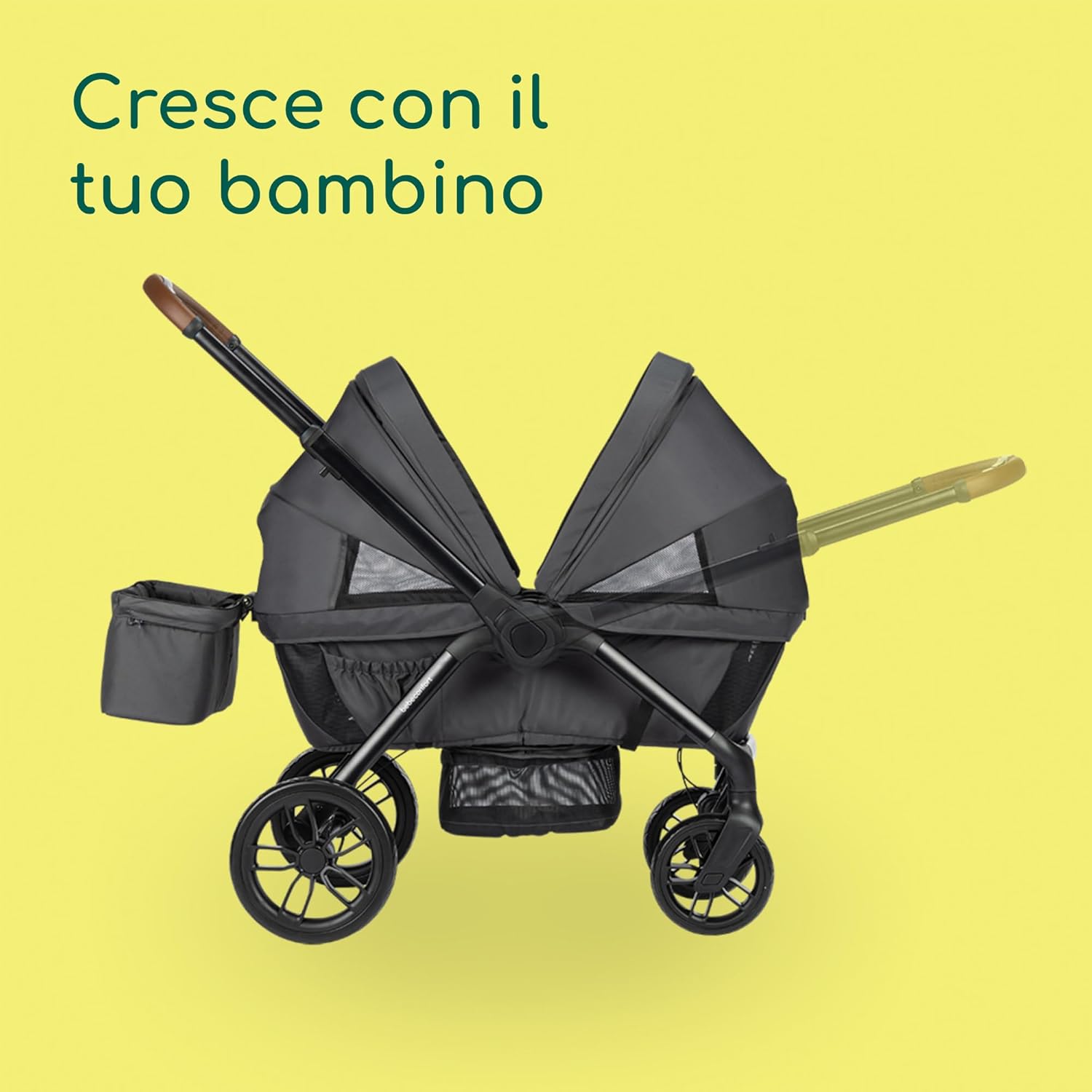 Detalle de Bebeconfort Helios: Passeggino gemellare dalla nascita, 0-4 anni, sedute fronte‑a‑fronte e ruote all‑terrain