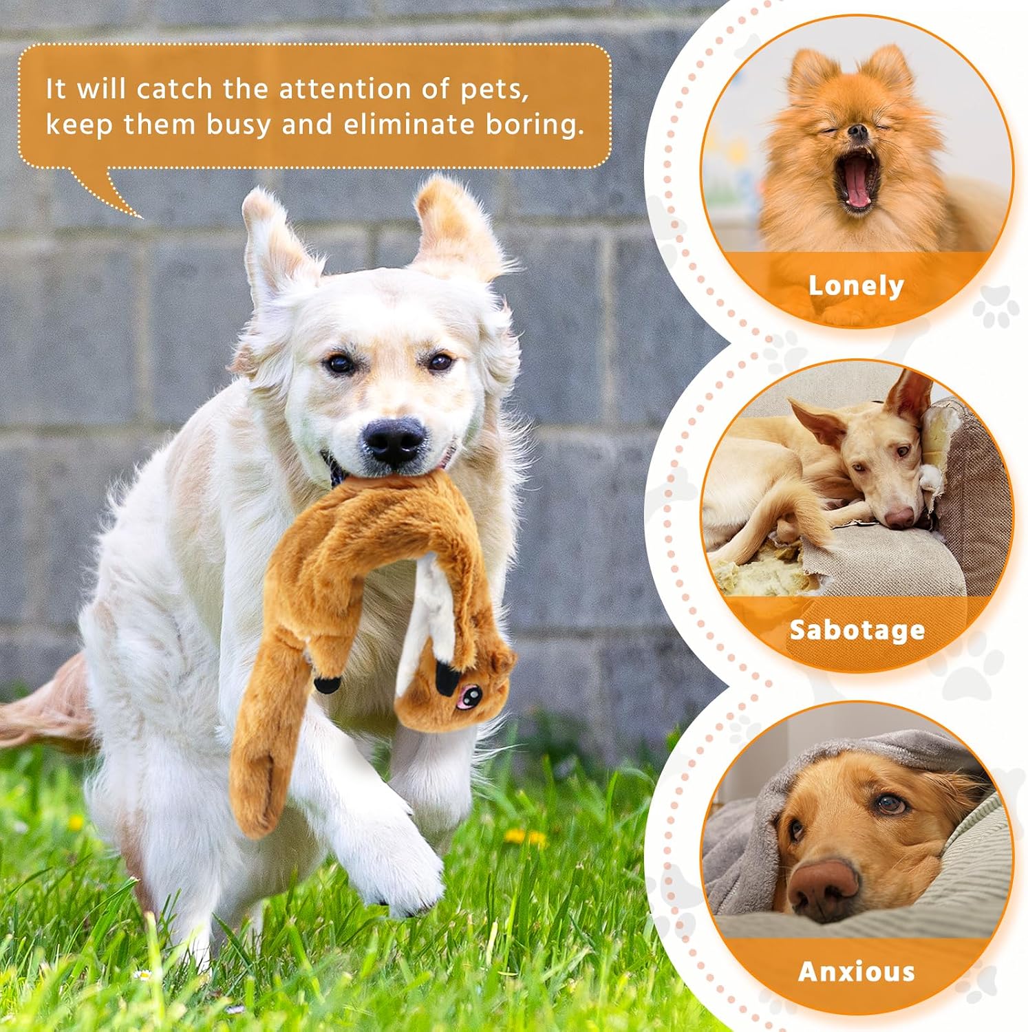 Detalle de Newthinking No Stuffing Squeaky Dog Toys (6 Pack) – stuffing-free plush squeaker toys for small to large dogs