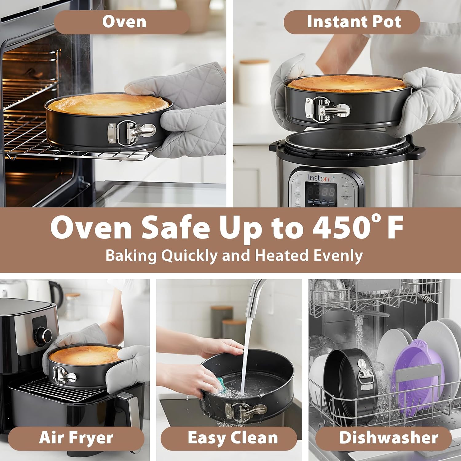 Detalle de 9-Inch Nonstick Springform Cheesecake Pan Set with Silicone Protector and 50 Parchment Liners