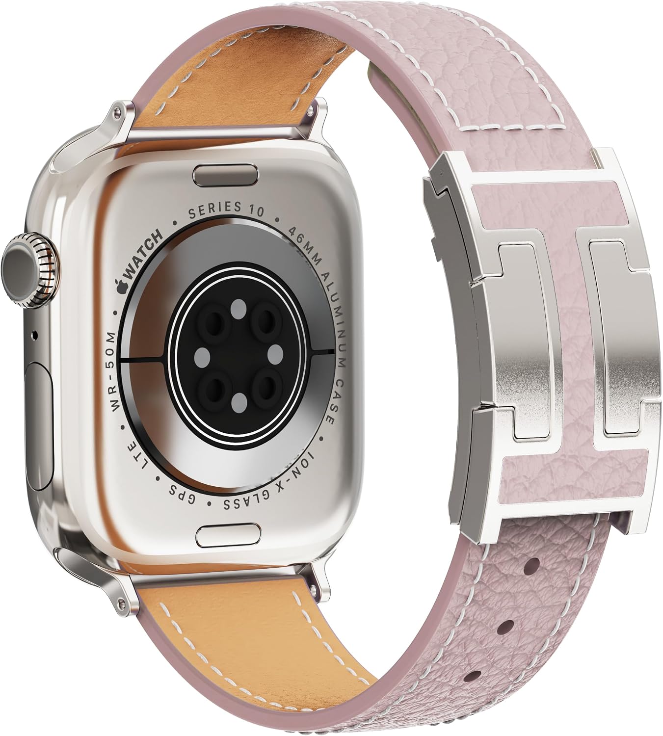 Detalle de Leather Watch Band with Magnetic Buckle for Apple Watch Ultra – Rugged, Durable Leather Strap
