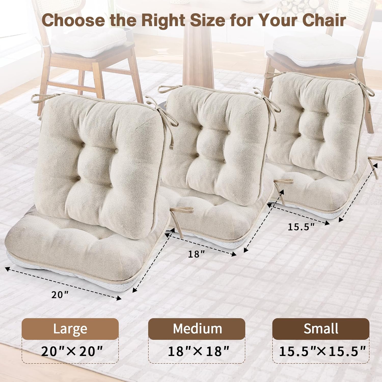 Thumbnail 4 de BETU Shredded Memory Foam Dining Chair Cushions (18"x18"x3.5")