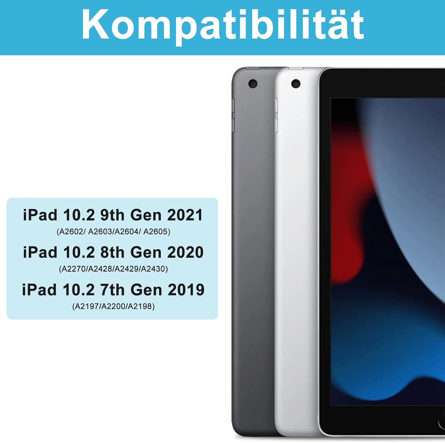Detalle 2 de TQQ Tastaturhülle für iPad 10.2 Zoll (7., 8. und 9. Generation) mit Präzisions-Trackpad und 10-Farbiger Hintergrundbeleuchtung – Deutsches QWERTZ-Layout