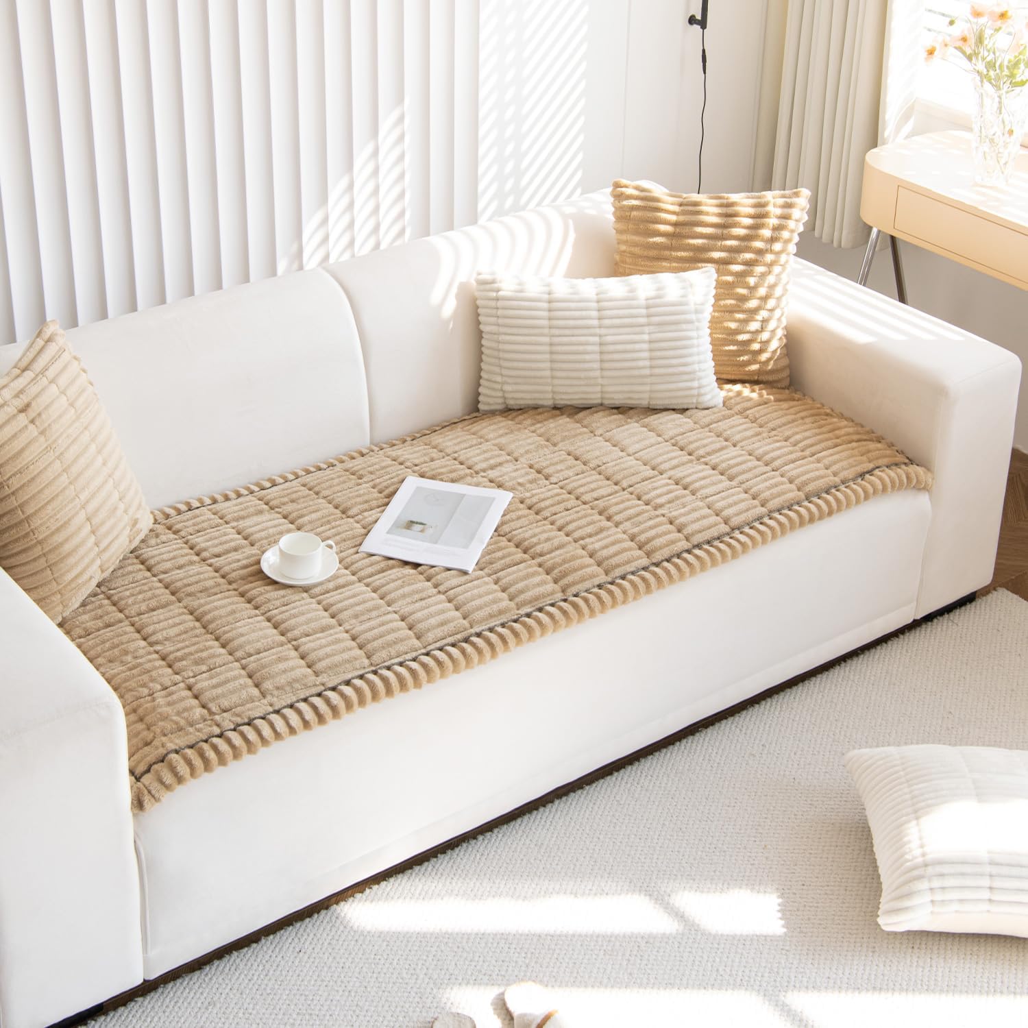 Thumbnail 6 de MOYORA sofa cover thick corduroy 3 seater