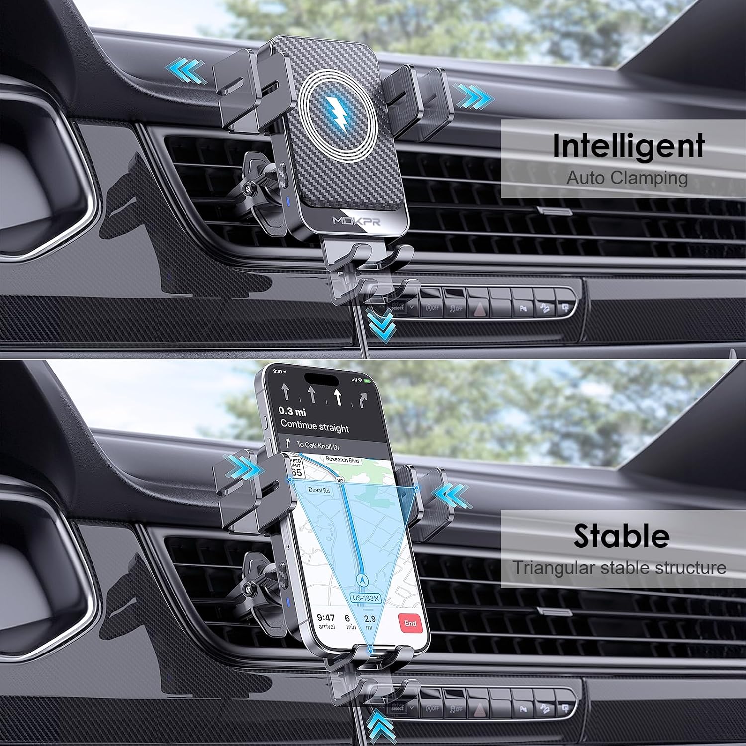 Detalle 1 de MOKPR 15W Handyhalterung Auto mit 15 W Schnellladung