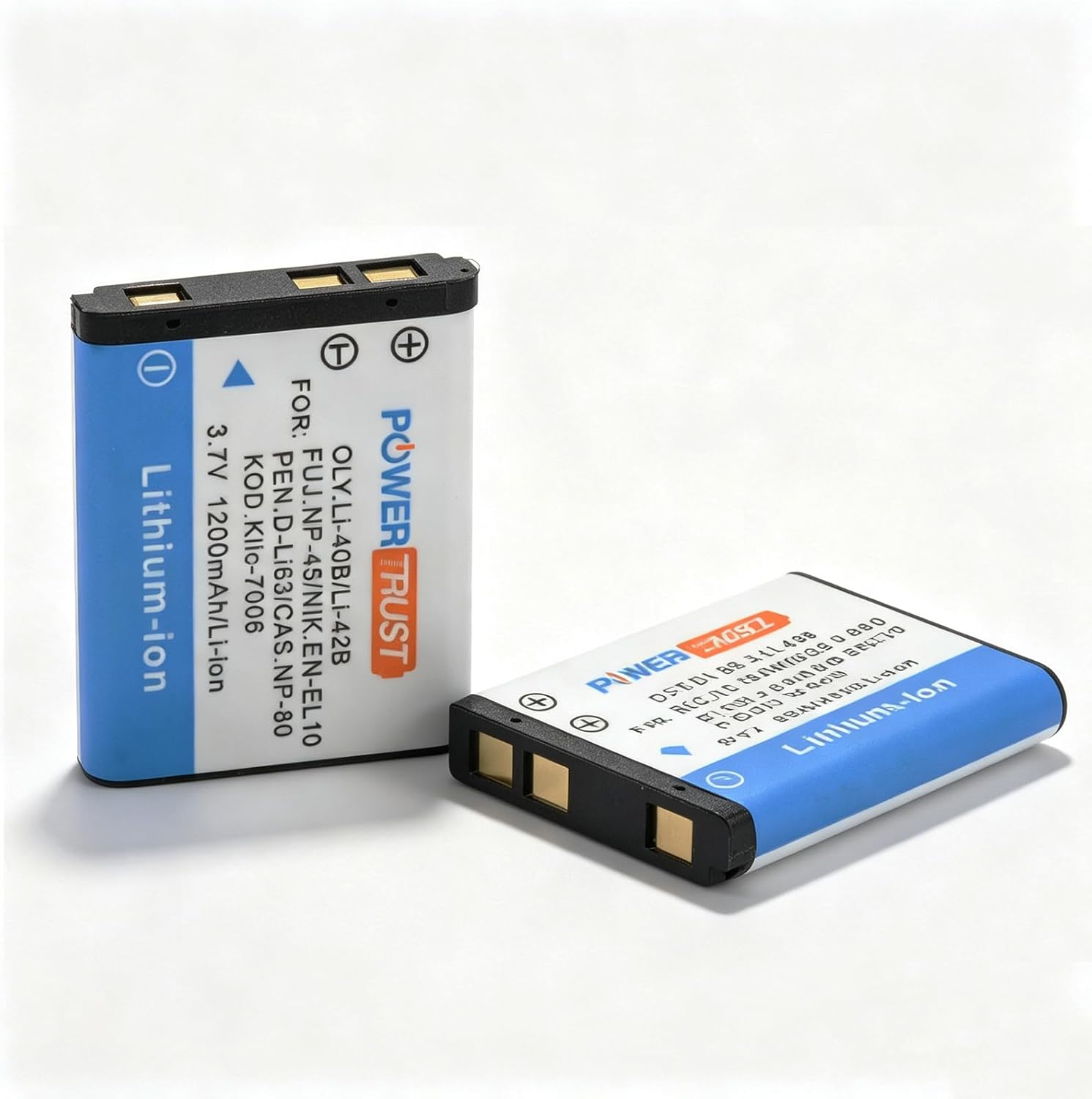 Detalle de PowerTrust 2Pcs 1200mAh Li-42B Li-40B EN-EL10 Battery + LED Dual Charger with USB and Type-C for NP-45, NP-80, NP-82, KLIC-7006
