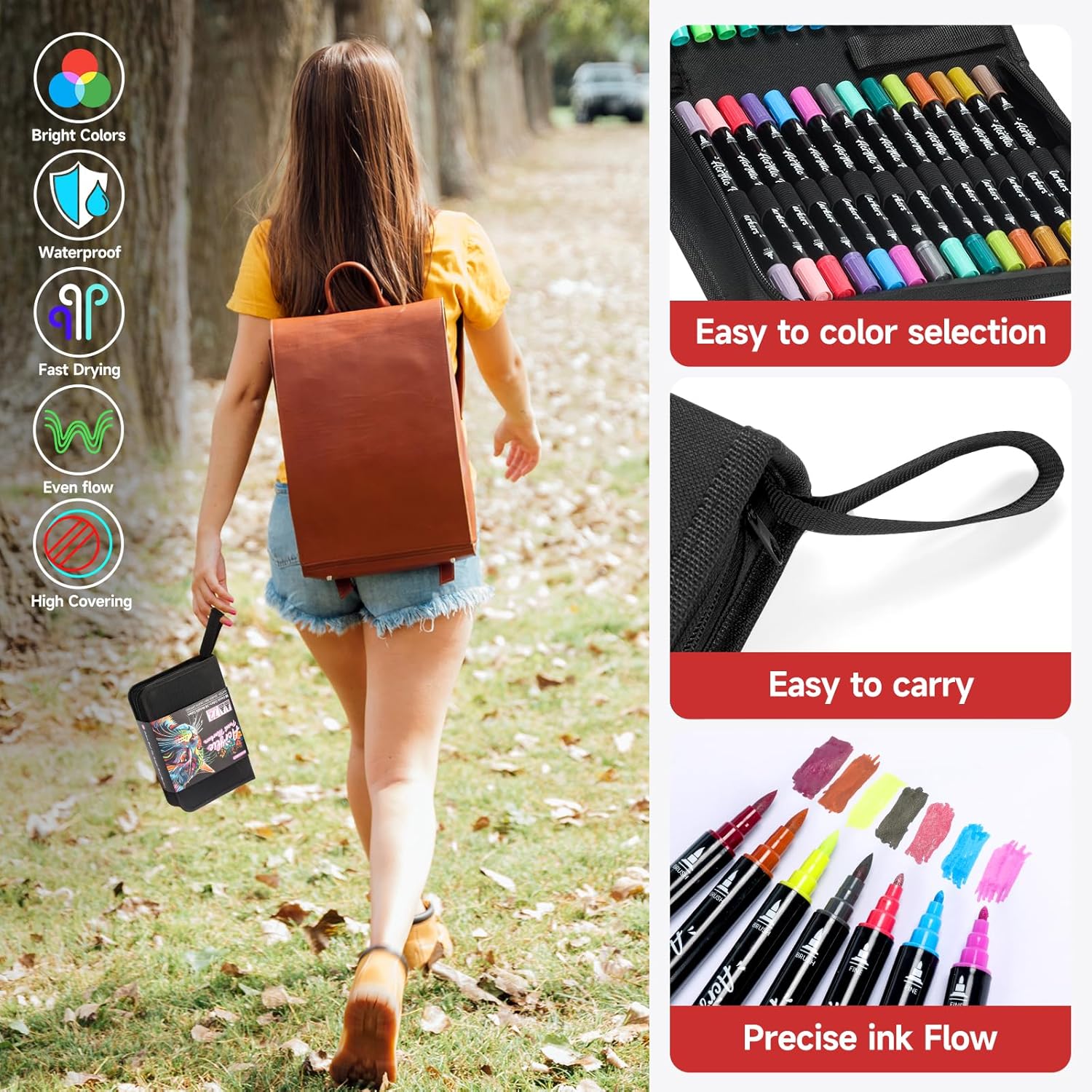 Thumbnail 4 de Acrylic Paint Markers: 120-Color Dual Tip Set for Rock, Glass, Wood, Ceramic and More