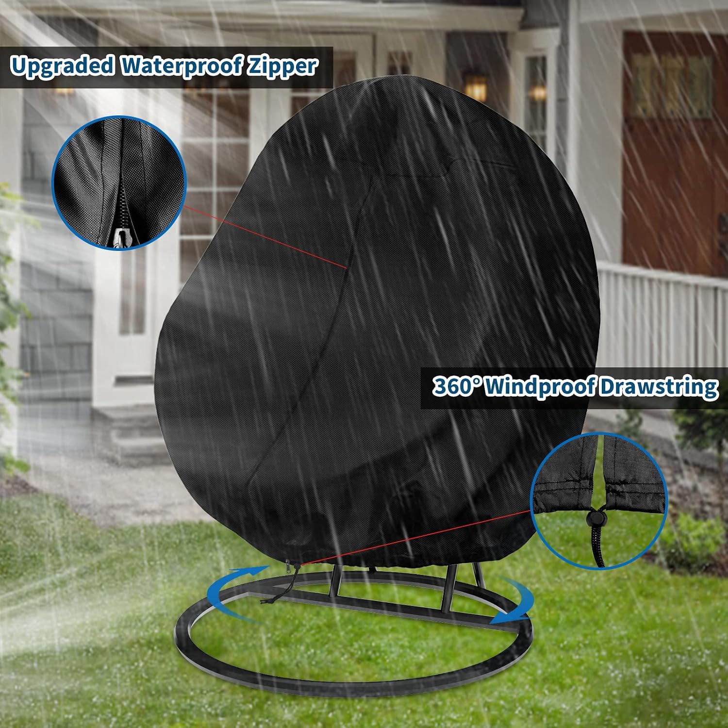 Detalle 2 de OZMI Double Egg Chair Cover (200 x 230cm) in 420D waterproof fabric with zipper drawstring