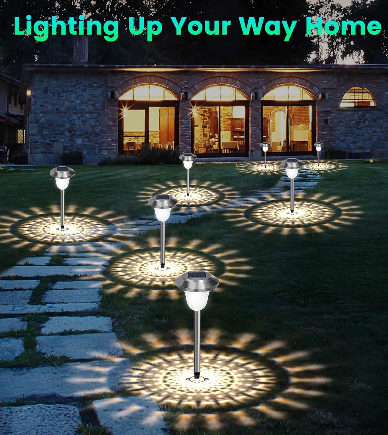 Thumbnail 3 de 4 Pack Bright Solar Lights Outdoor Garden – Premium Stainless Steel, IP65 Waterproof, Dusk to Dawn (Up to 12 Hours)