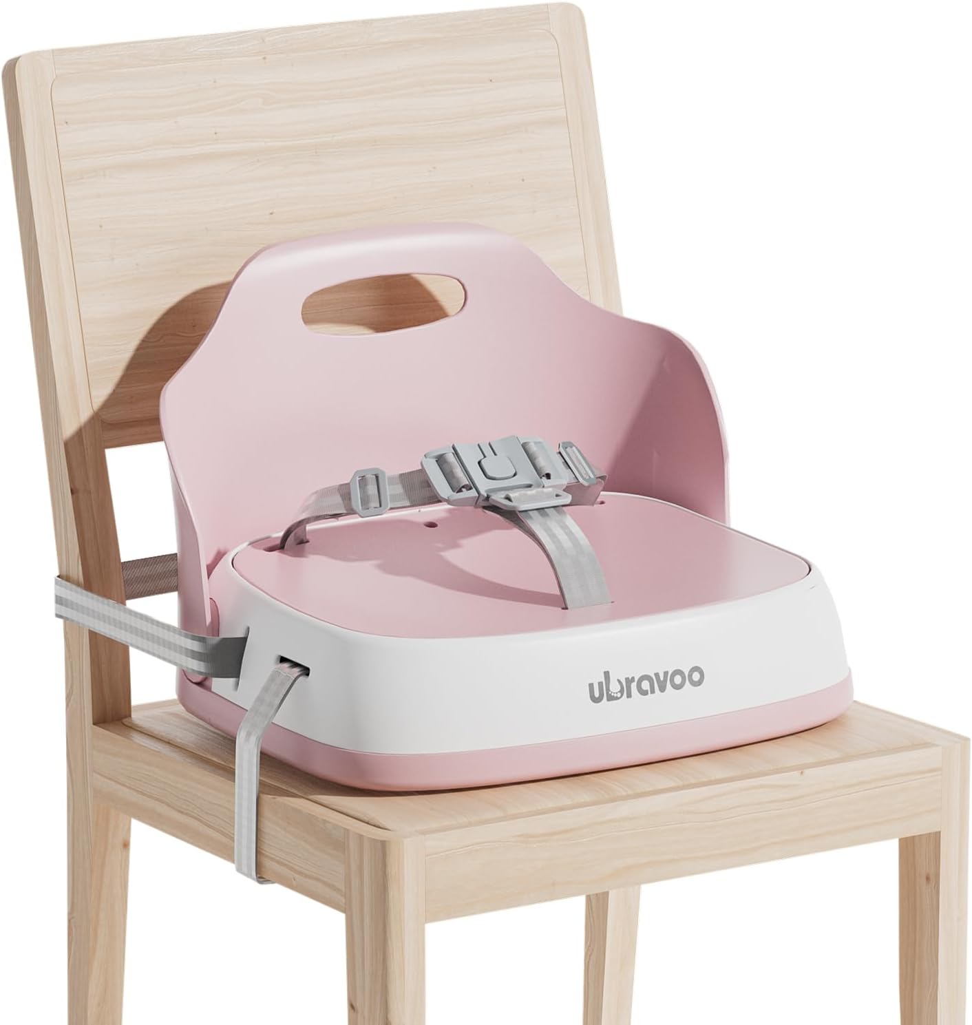 Detalle de UBRAVOO Pink Baby Booster Seat with Adjustable Straps and 3-Point Harness
