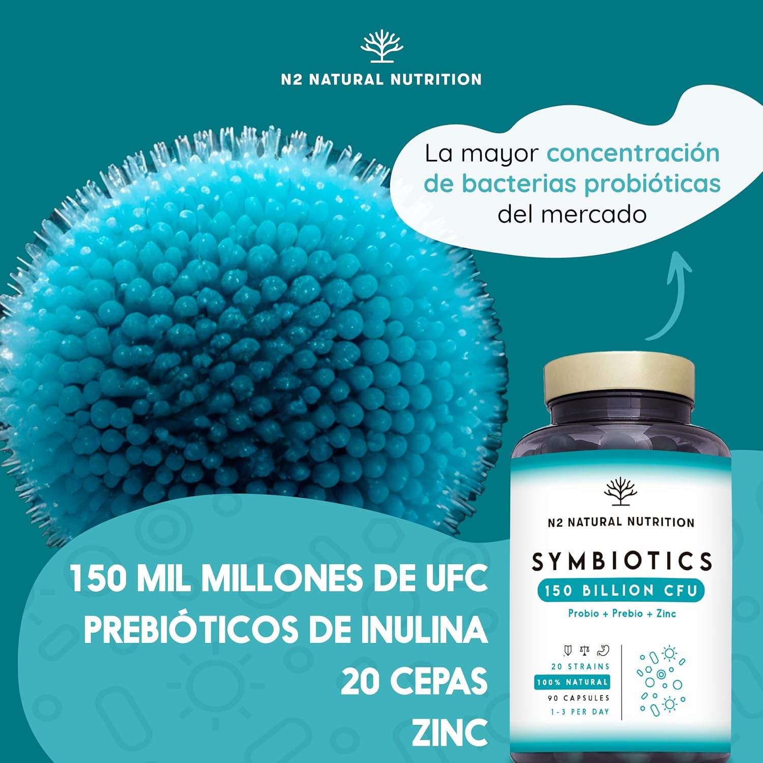 Thumbnail 1 de N2 Natural Nutrition Symbiotics 150, 90 cápsulas