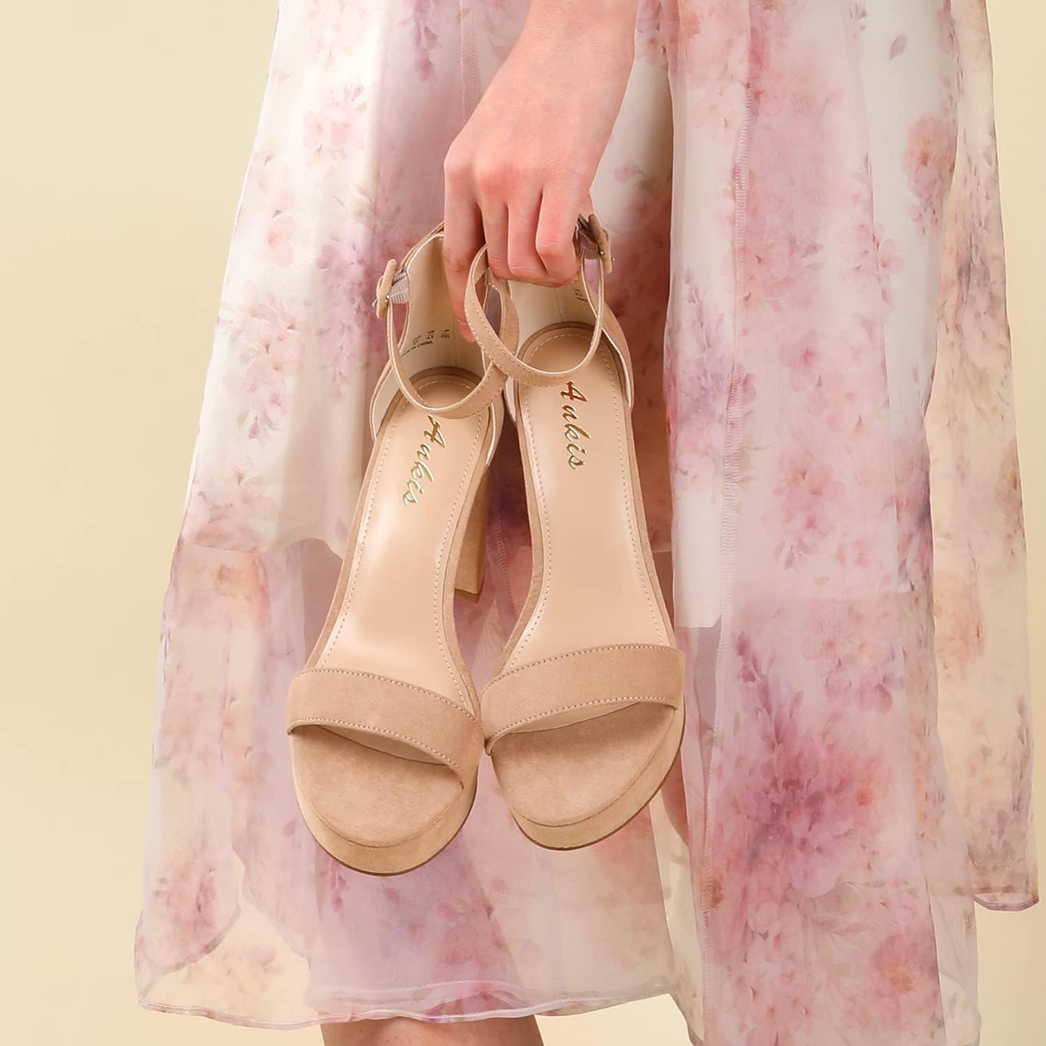 Detalle de Ankis Chunky Platform Heels – 4 Inch Block Heels for Women