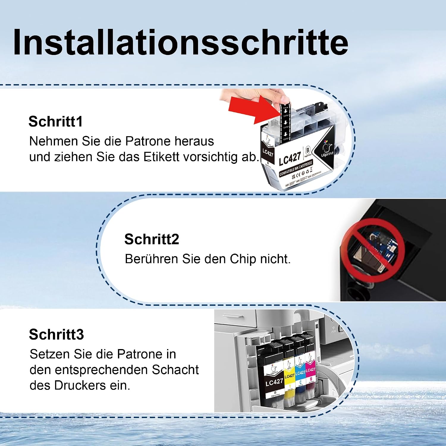 Detalle de Uiprint LC427 Druckerpatronen (4er-Set) kompatibel für Brother LC427 – Schwarz/Cyan/Magenta/Gelb