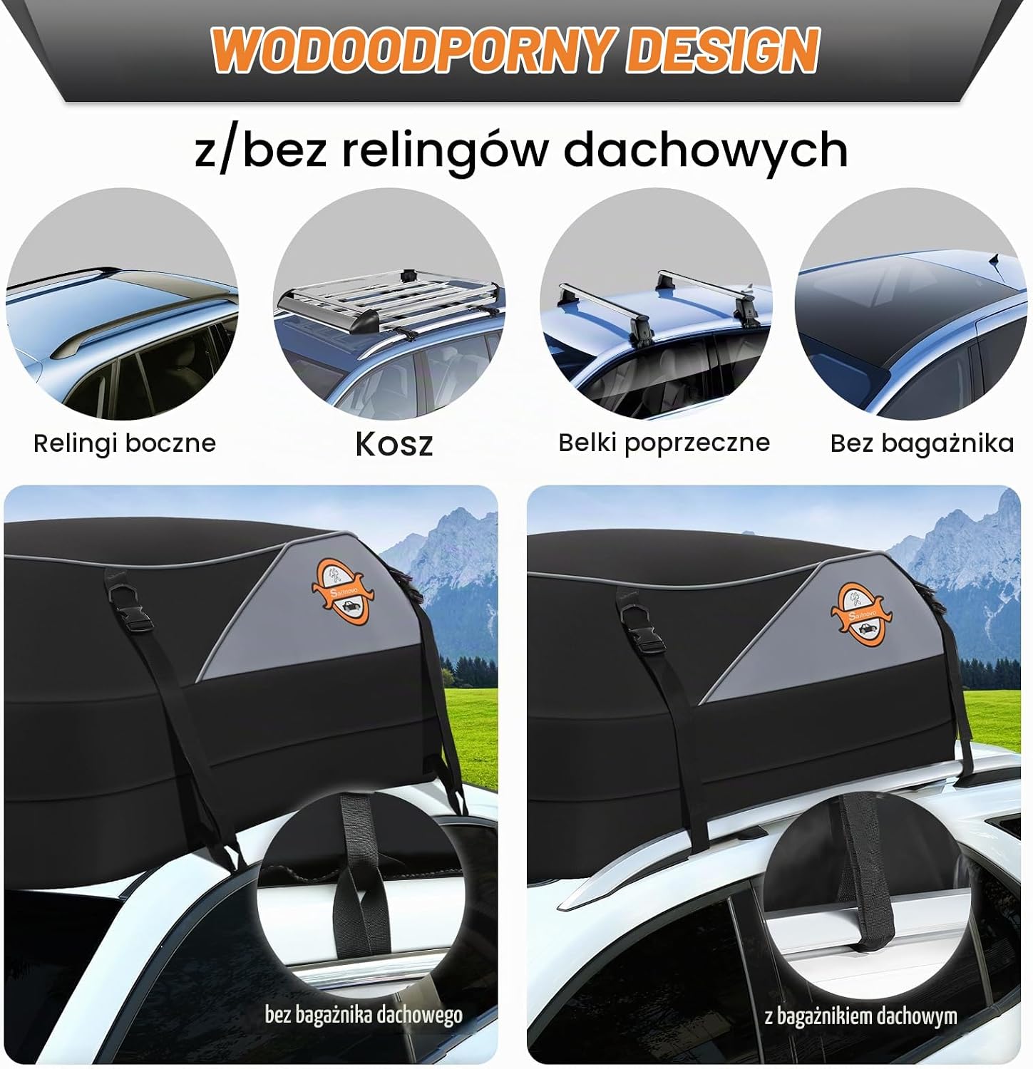 Detalle de Sailnovo miękki bagażnik dachowy 430 l, tkanina 1000D, wodoodporny