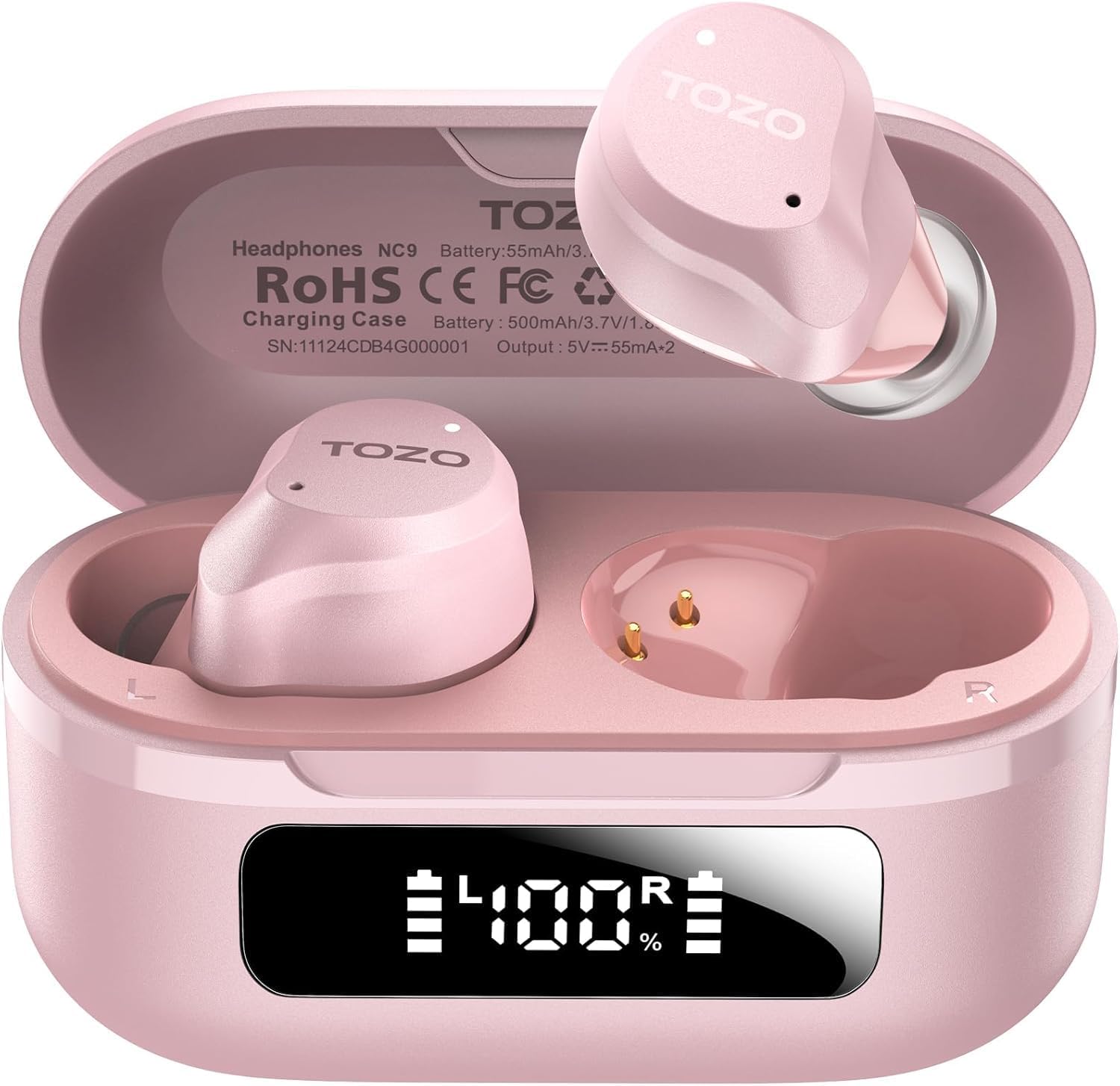 Detalle de TOZO NC9 Wireless Earbuds with Hybrid ANC, Bluetooth 5.3 and 60-Hour Playtime