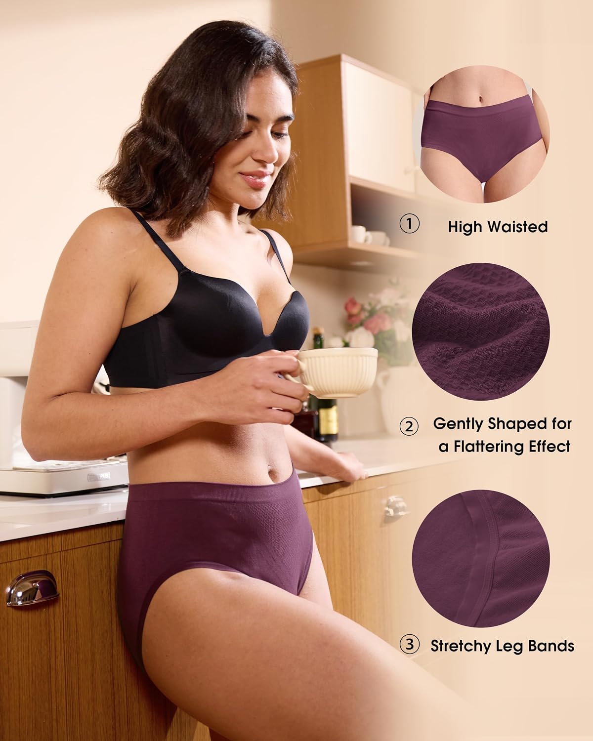 Detalle de BAMBOO COOL Women's Seamless Moisture-Wicking Briefs