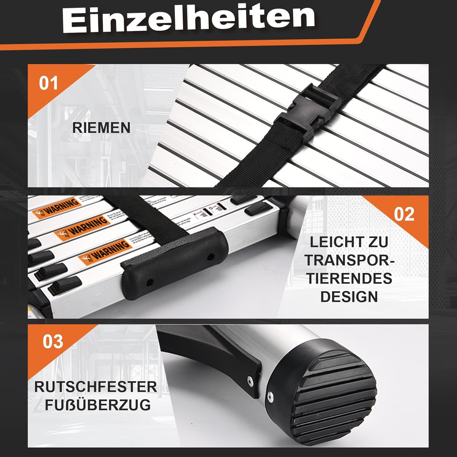 Thumbnail 5 de HBTower Teleskopleiter 3,8 m Aluminium mit Tragkraft 150 kg