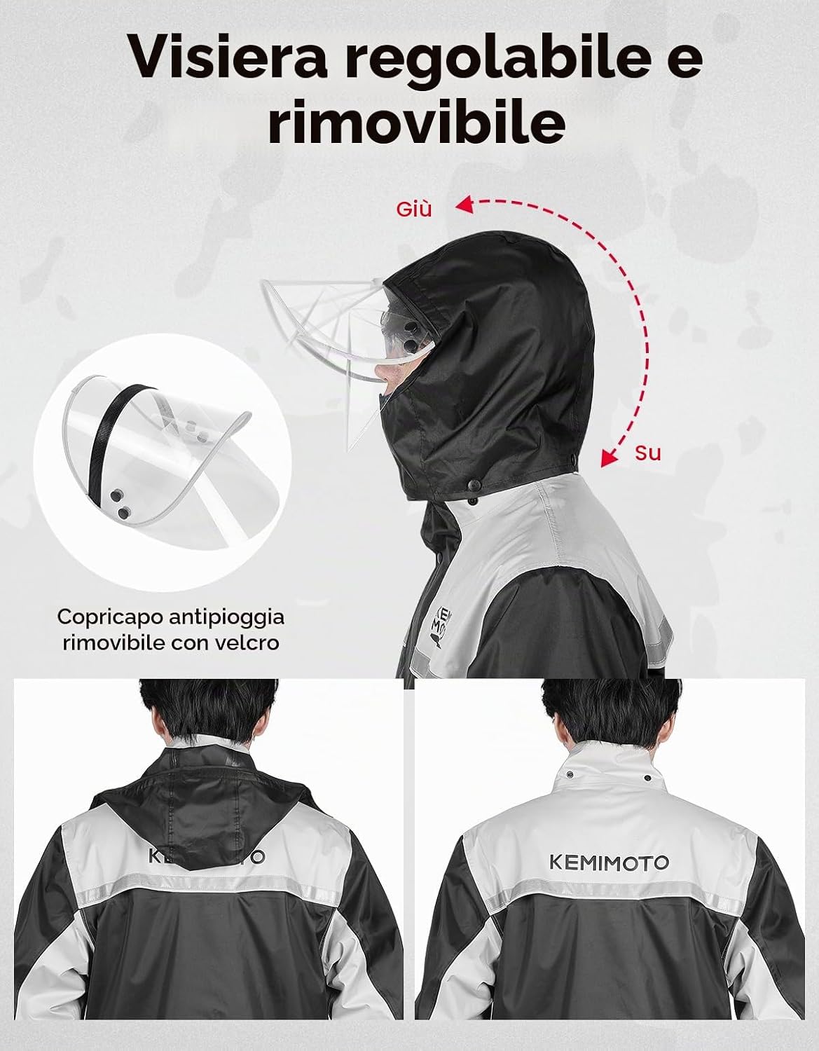 Thumbnail 1 de KEMIMOTO Tuta Antipioggia Moto Uomo: Impermeabile, Traspirante e Riflettente per Ciclismo, Escursionismo e Campeggio