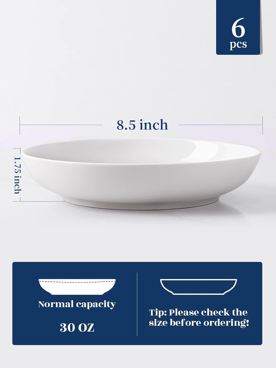Detalle 2 de Y YHY Pasta Bowls 30oz white pasta bowls ๐ฝ